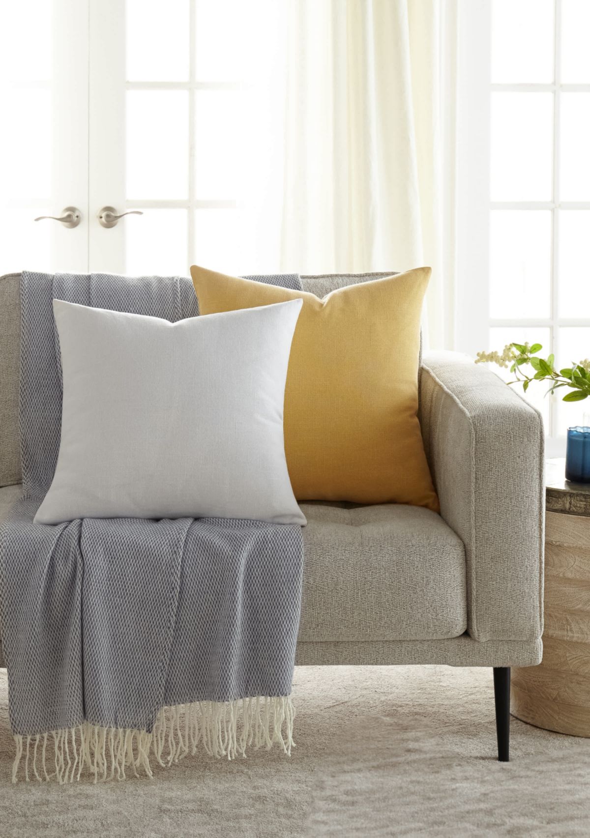 Distressed Stonewash Cotton Décor Throw Pillow