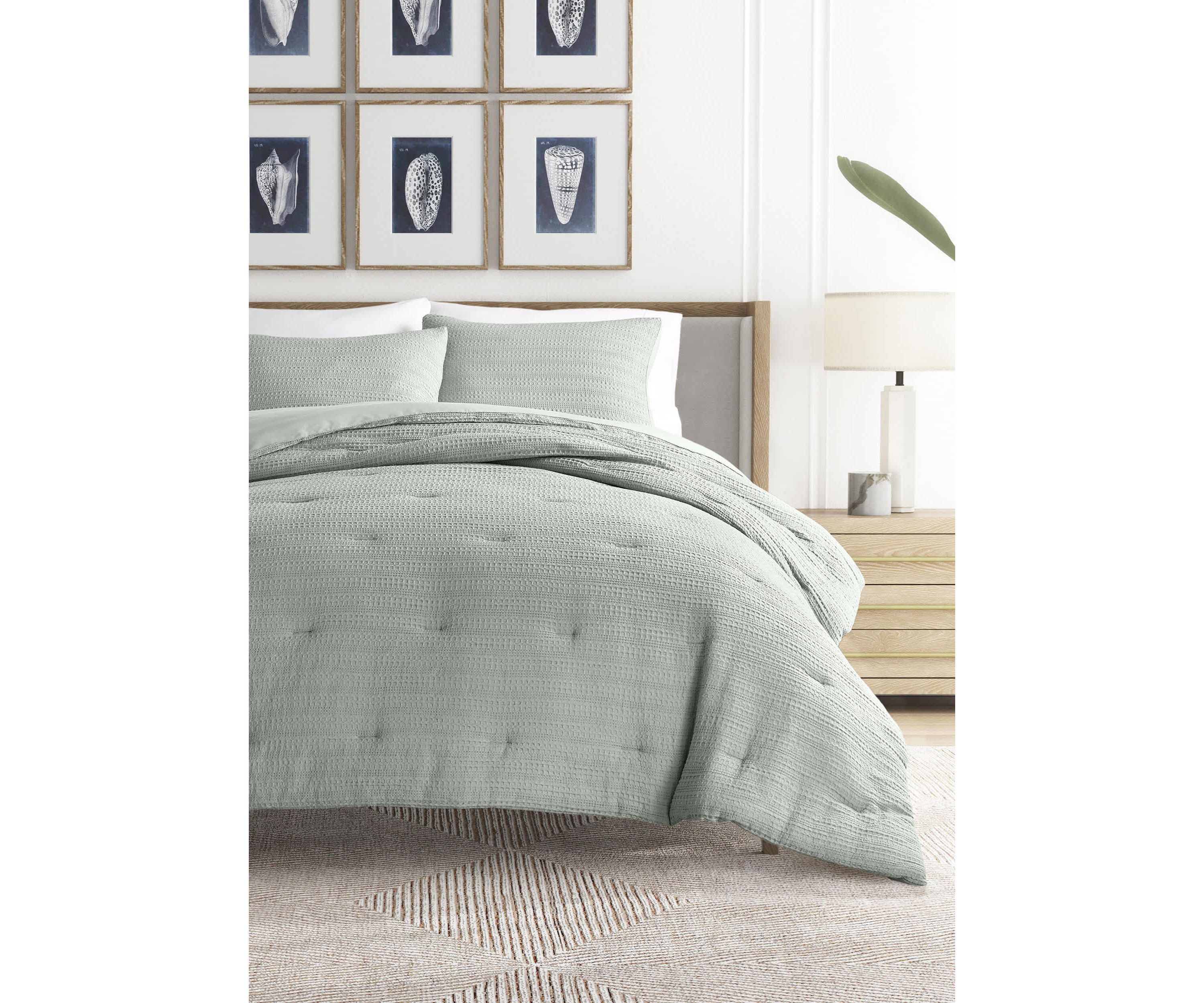Waffle Textured Ultra Soft Microfiber All Season Down-Alternative Comforter Set