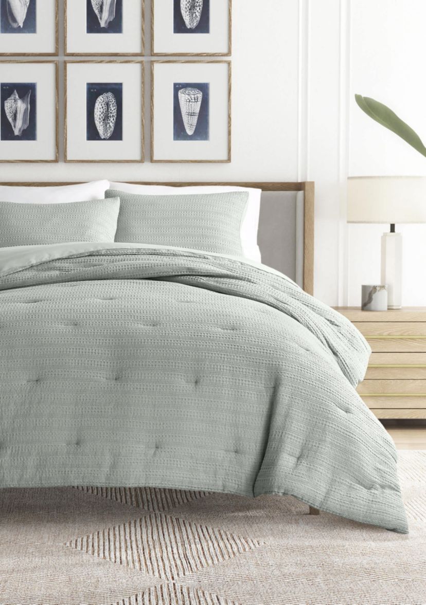 Waffle Textured Ultra Soft Microfiber All Season Down-Alternative Comforter Set