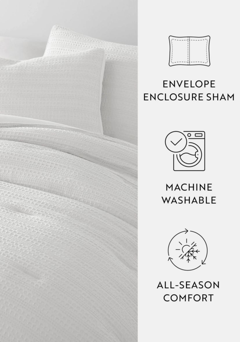 Waffle Textured Ultra Soft Microfiber All Season Down-Alternative Comforter Set