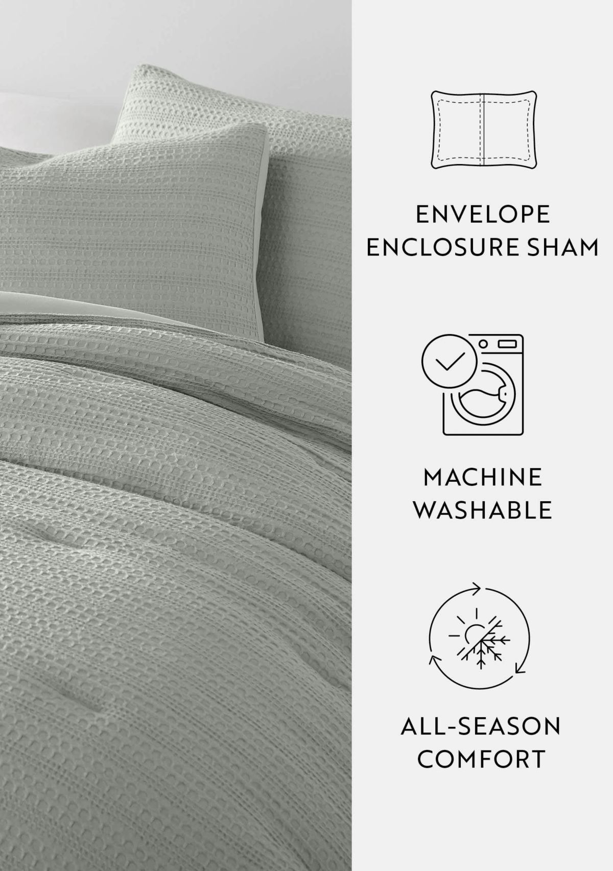Waffle Textured Ultra Soft Microfiber All Season Down-Alternative Comforter Set