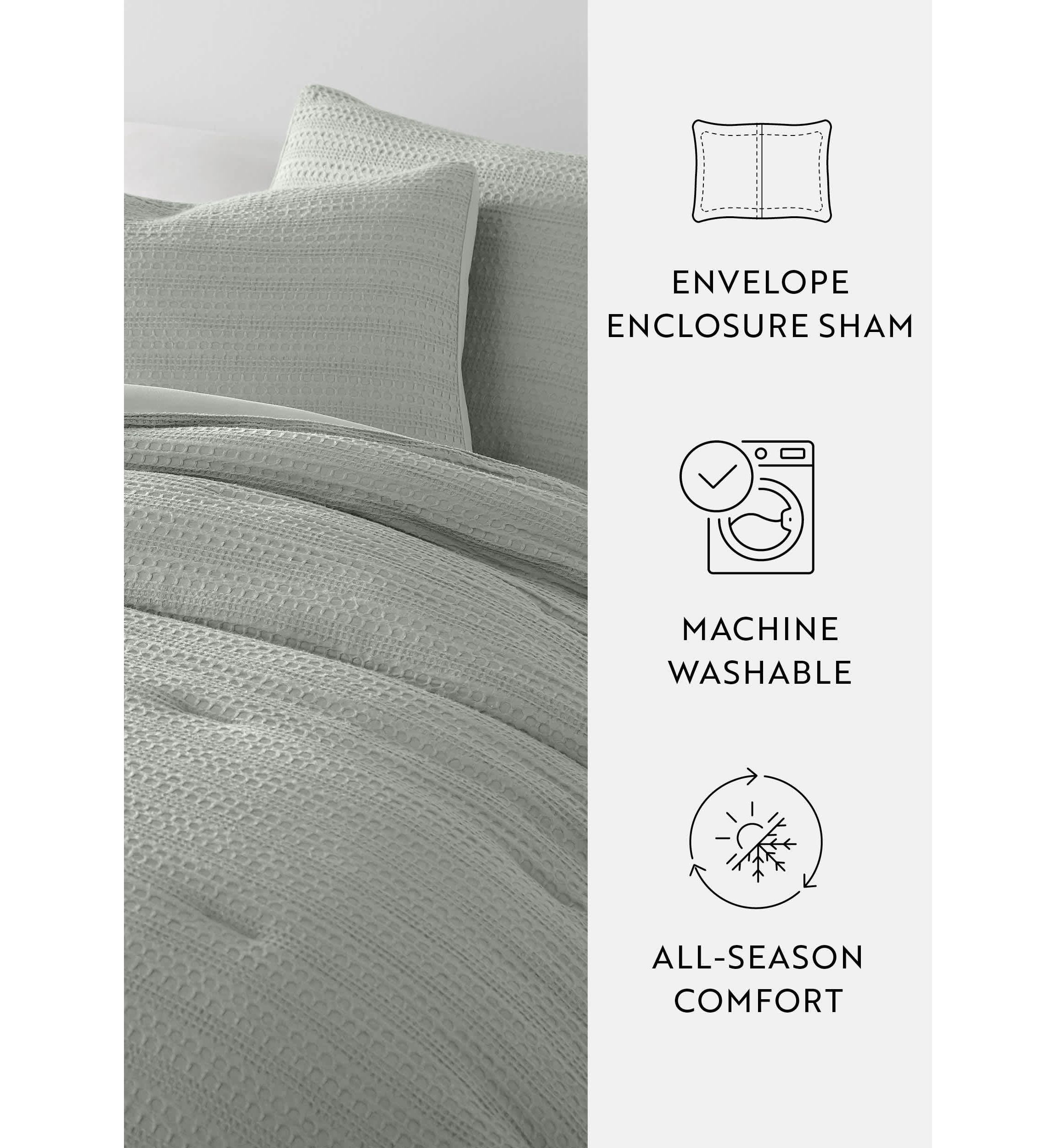 Waffle Textured Ultra Soft Microfiber All Season Down-Alternative Comforter Set