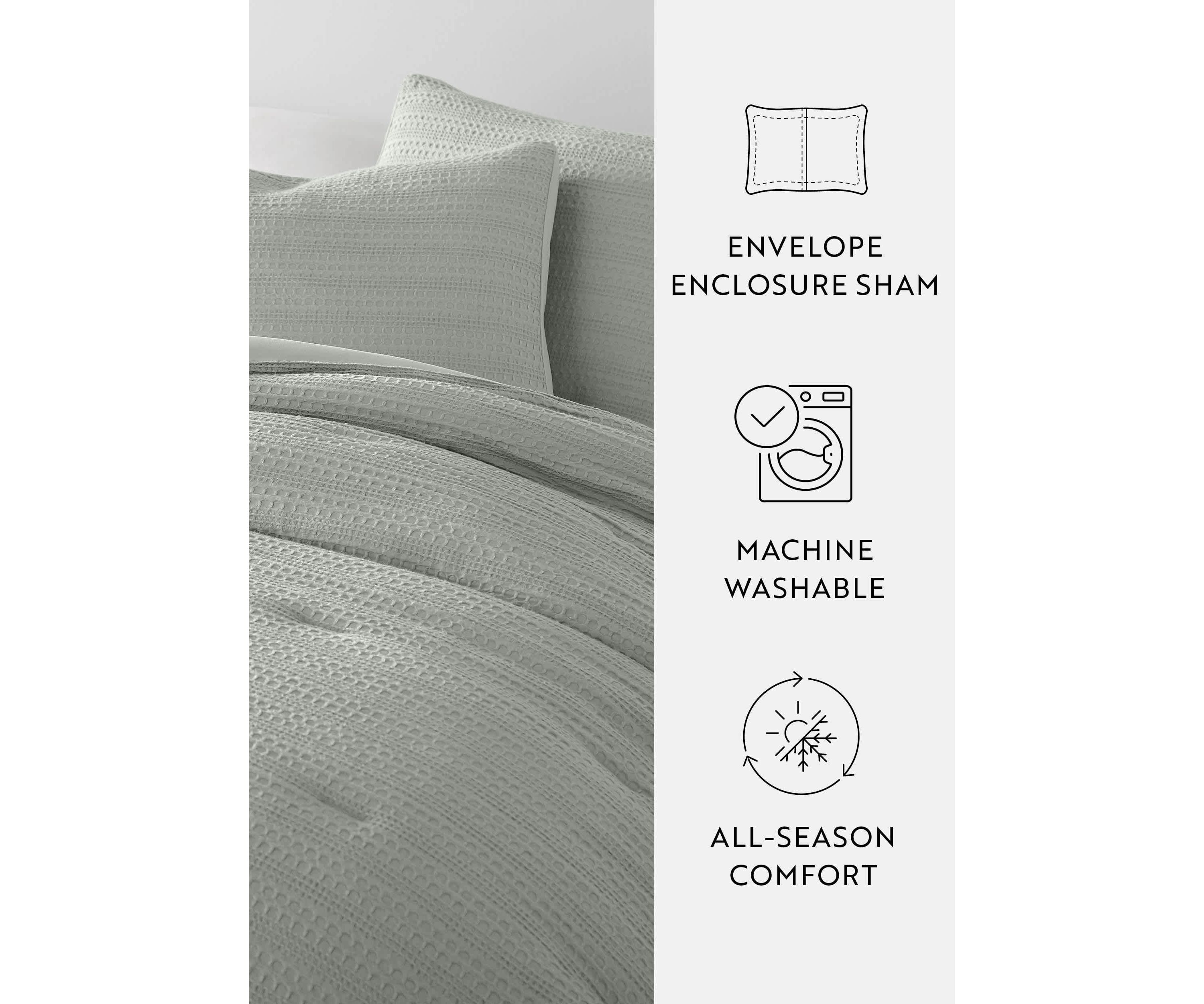 Waffle Textured Ultra Soft Microfiber All Season Down-Alternative Comforter Set