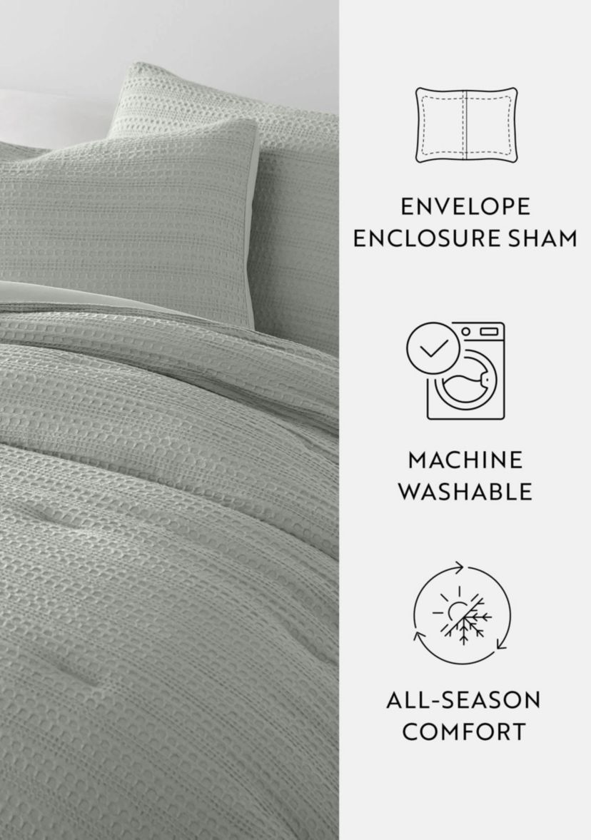 Waffle Textured Ultra Soft Microfiber All Season Down-Alternative Comforter Set