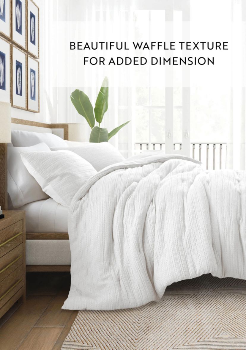 Waffle Textured Ultra Soft Microfiber All Season Down-Alternative Comforter Set