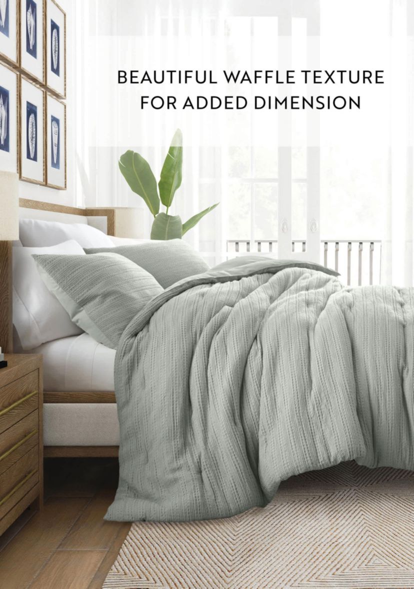 Waffle Textured Ultra Soft Microfiber All Season Down-Alternative Comforter Set