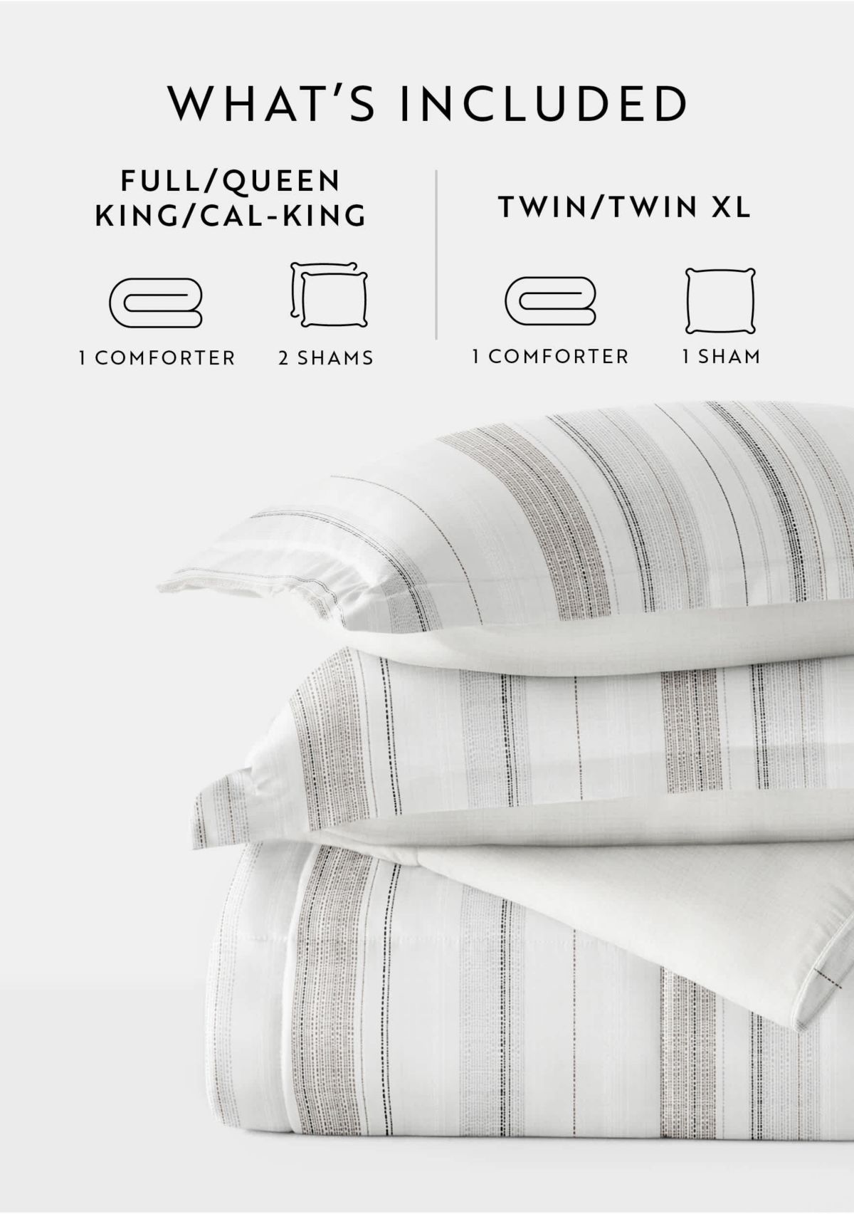 Reversible Vertical Stripe Patterned Ultra Soft Microfiber Down-Alternative Comforter Set