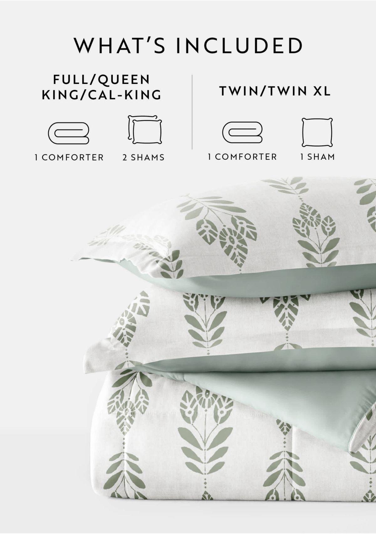 Reversible Folk Leaves Patterned Ultra Soft Microfiber Down-Alternative Comforter Set