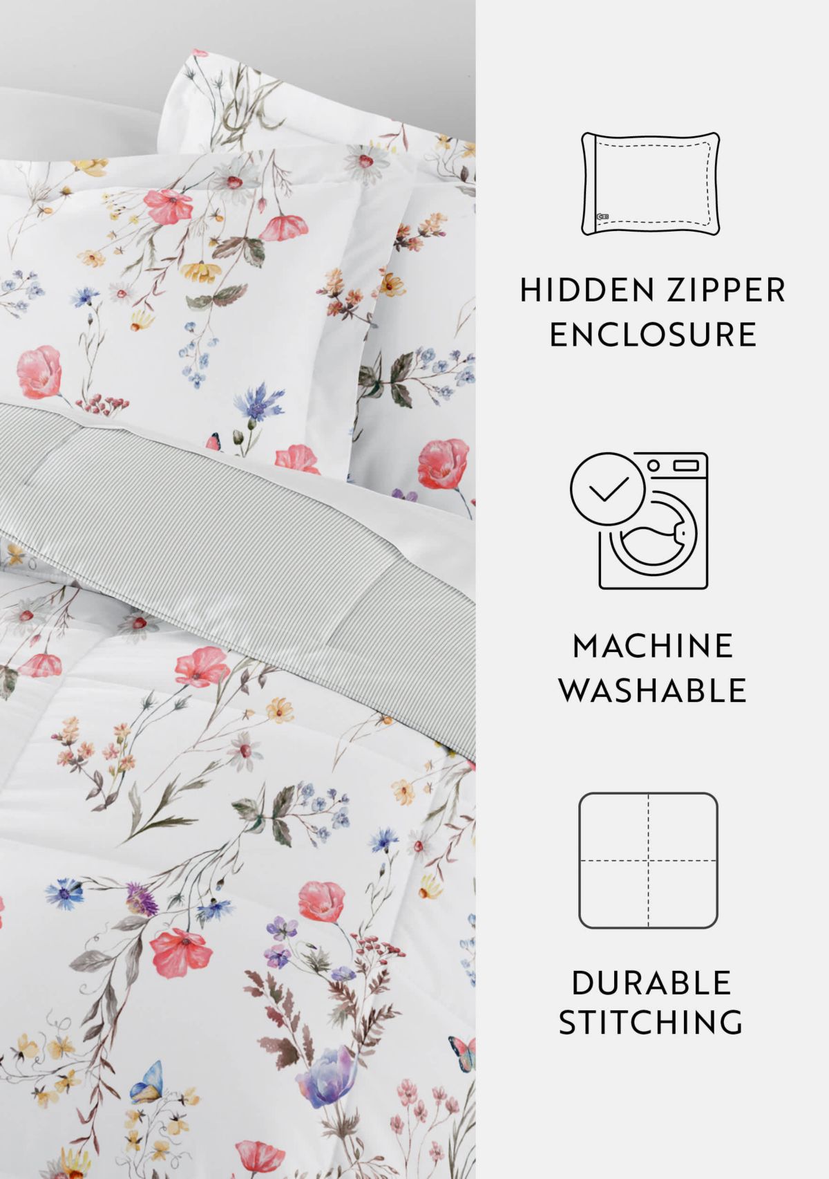Reversible Patterned Ultra Soft Microfiber All Season Down-Alternative Comforter Set