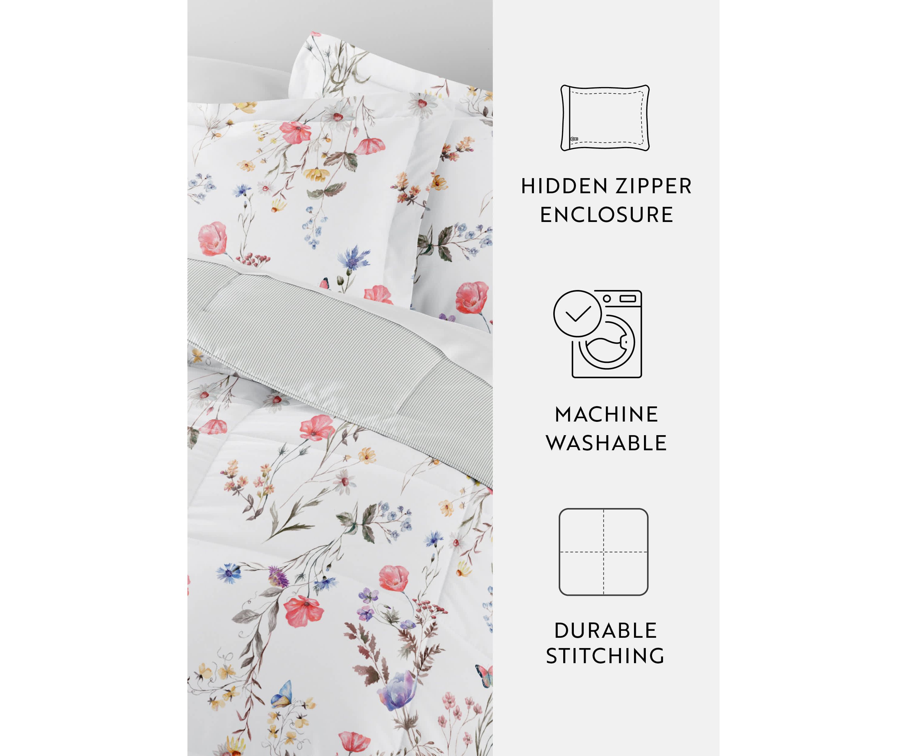 Reversible Patterned Ultra Soft Microfiber All Season Down-Alternative Comforter Set