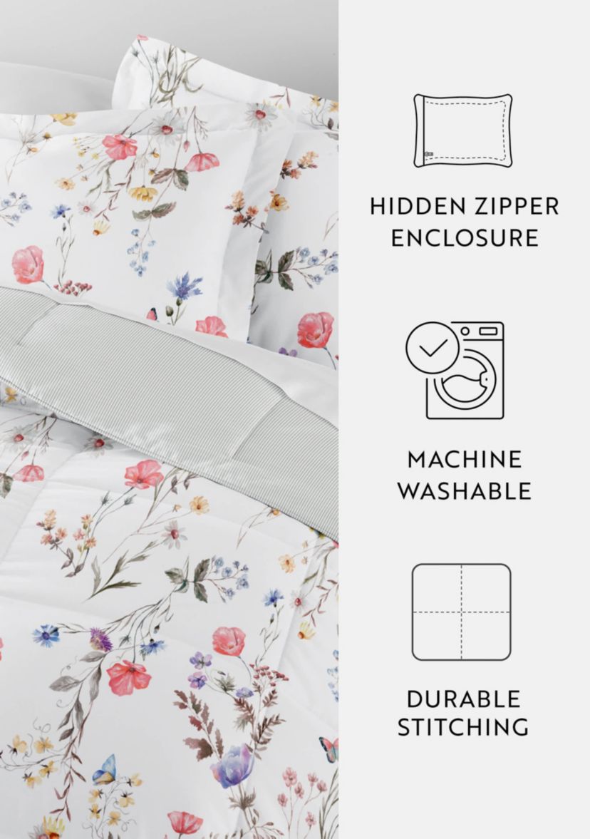 Reversible Patterned Ultra Soft Microfiber All Season Down-Alternative Comforter Set