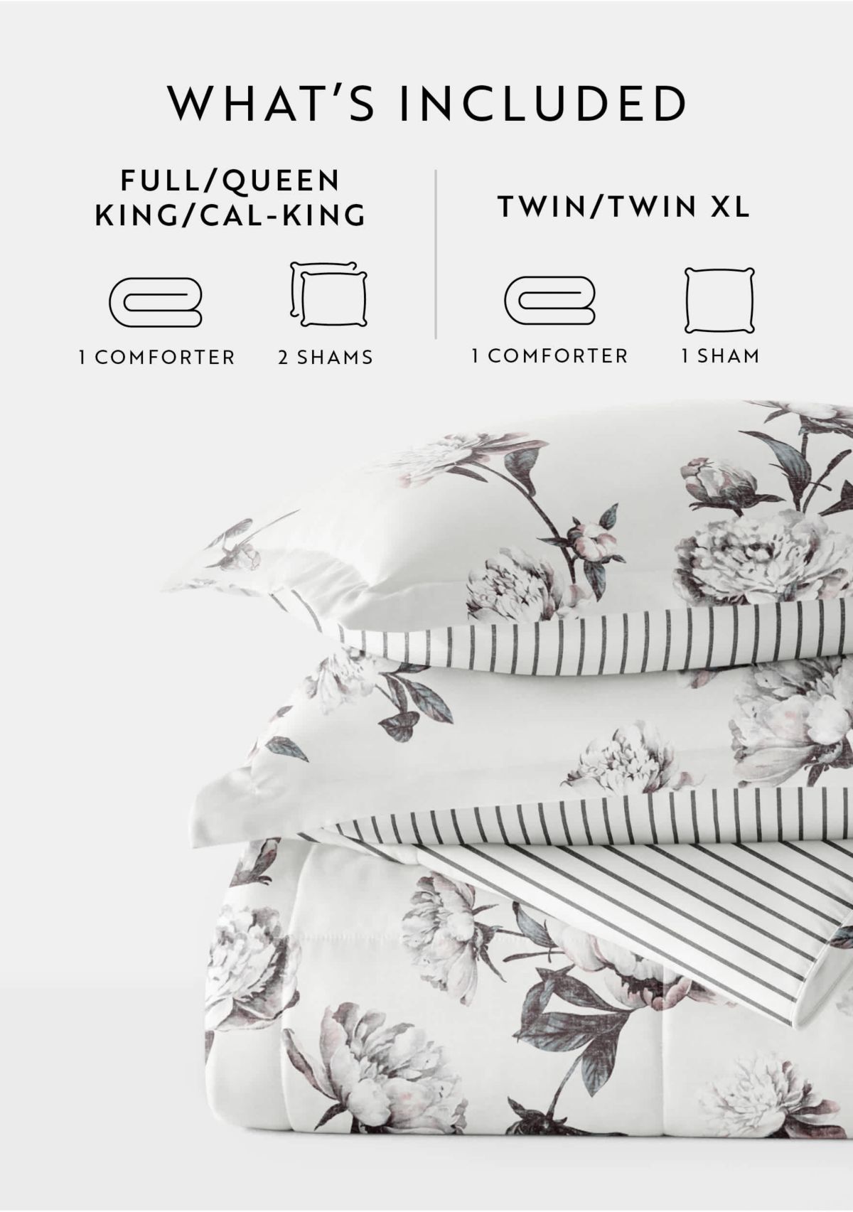 Reversible Vintage Magnolia Patterned Ultra Soft Microfiber Down-Alternative Comforter Set