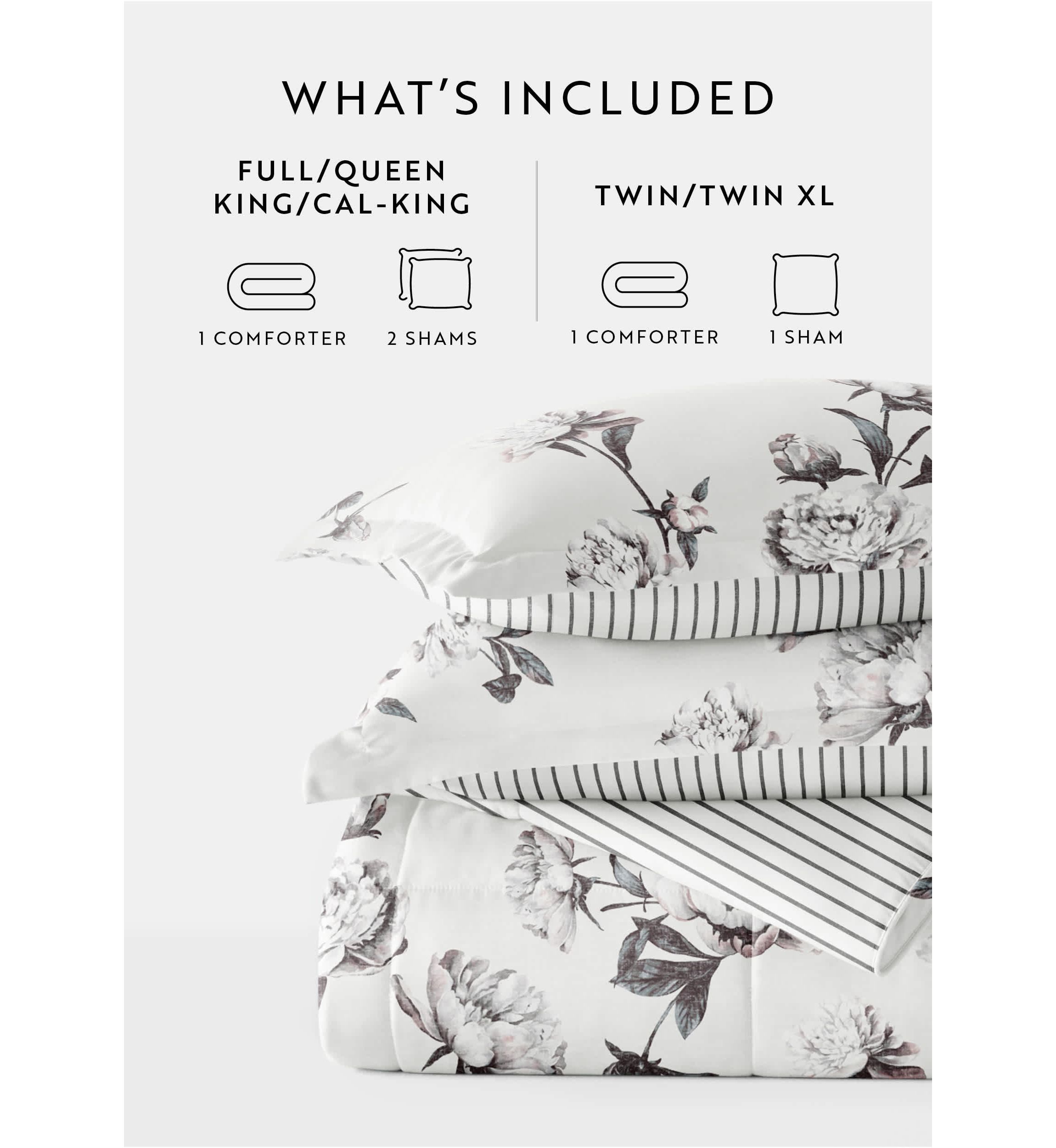 Reversible Vintage Magnolia Patterned Ultra Soft Microfiber Down-Alternative Comforter Set