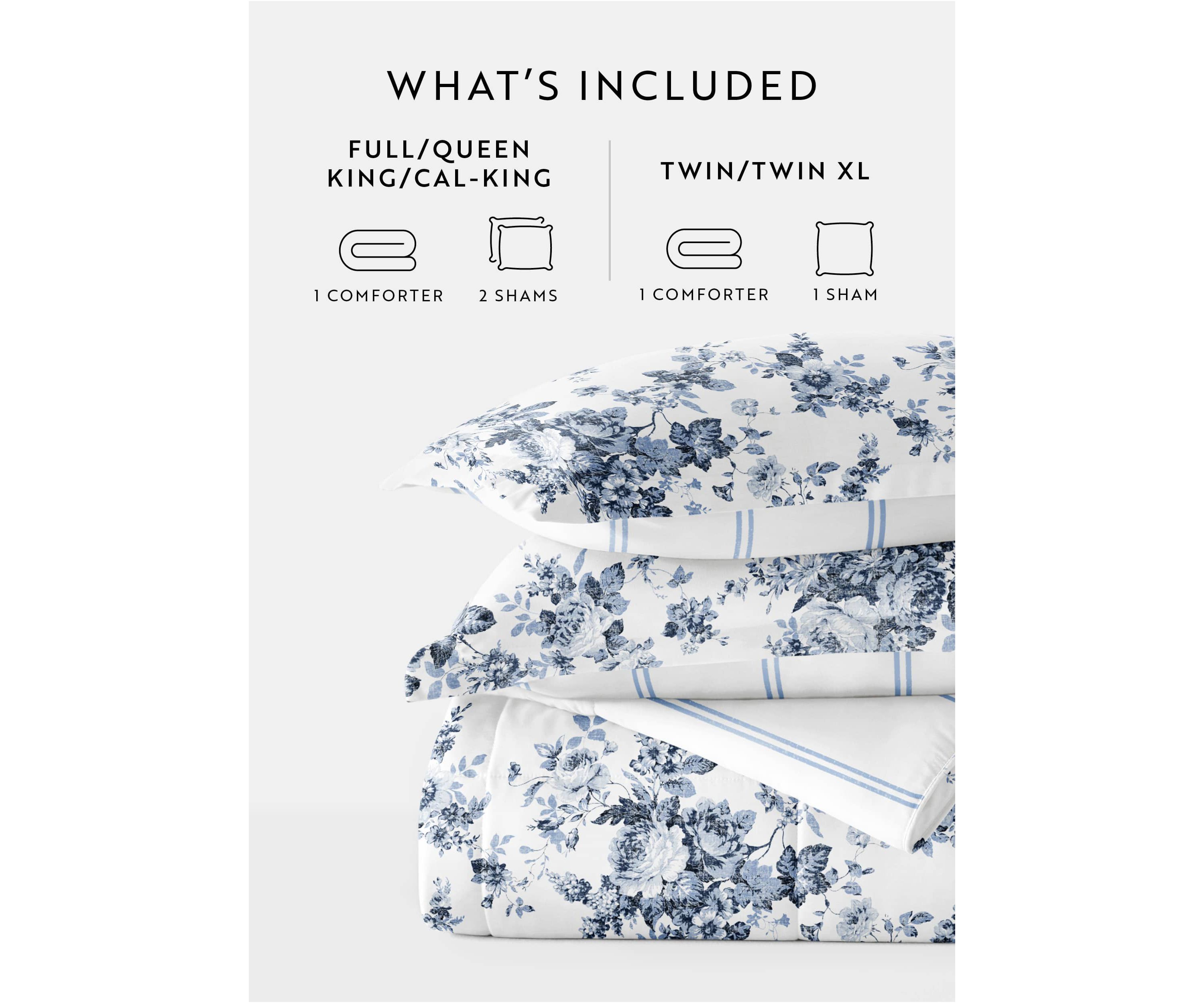 Reversible Patterned Ultra Soft Microfiber All Season Down-Alternative Comforter Set