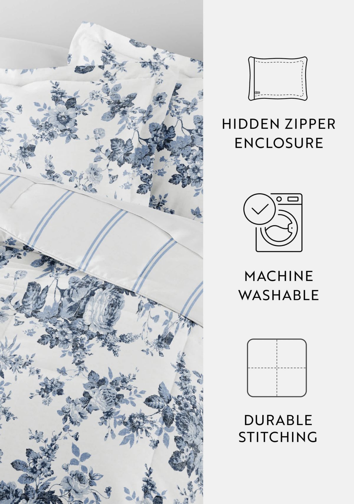 Reversible Patterned Ultra Soft Microfiber All Season Down-Alternative Comforter Set