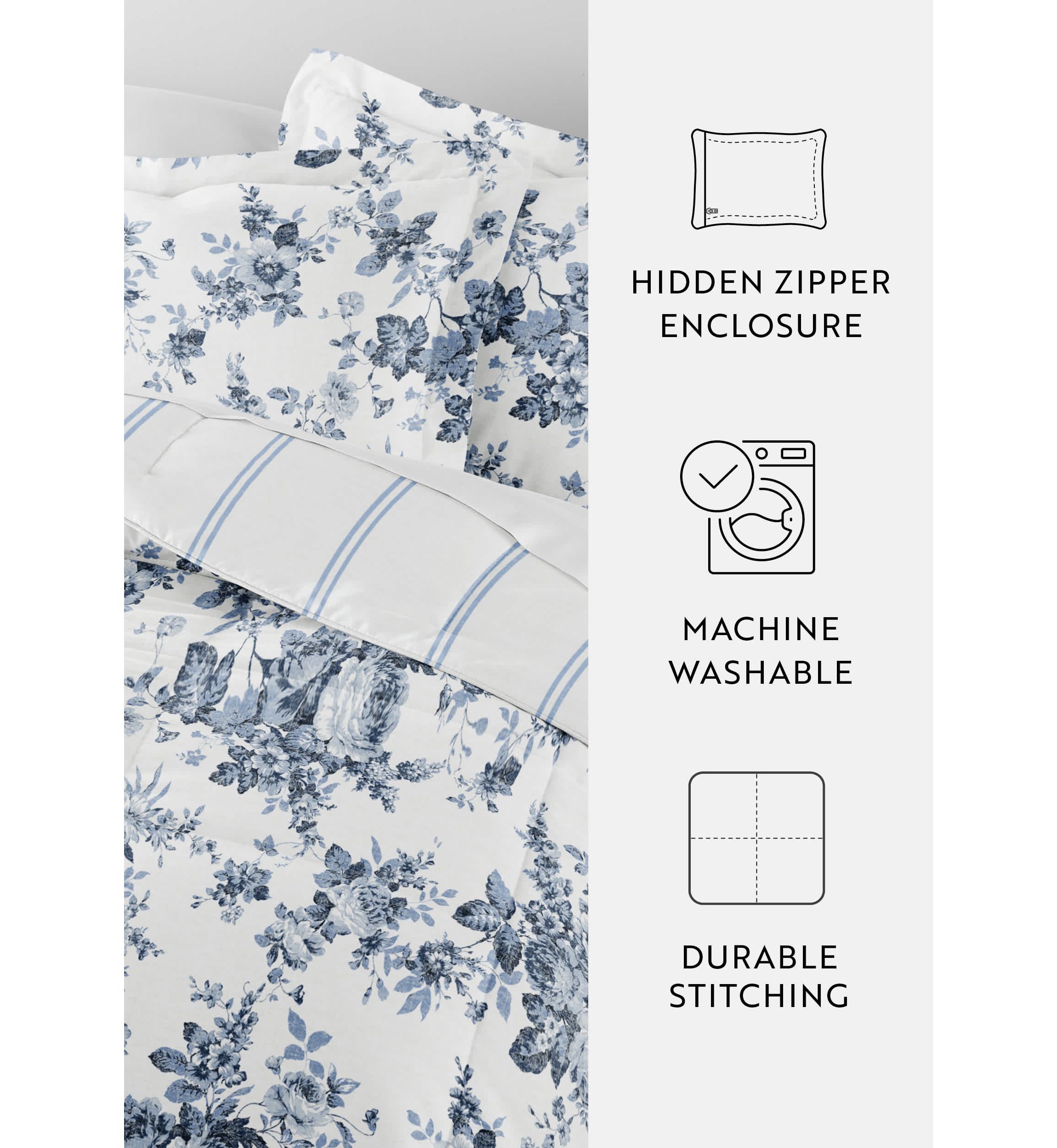 Reversible Patterned Ultra Soft Microfiber All Season Down-Alternative Comforter Set