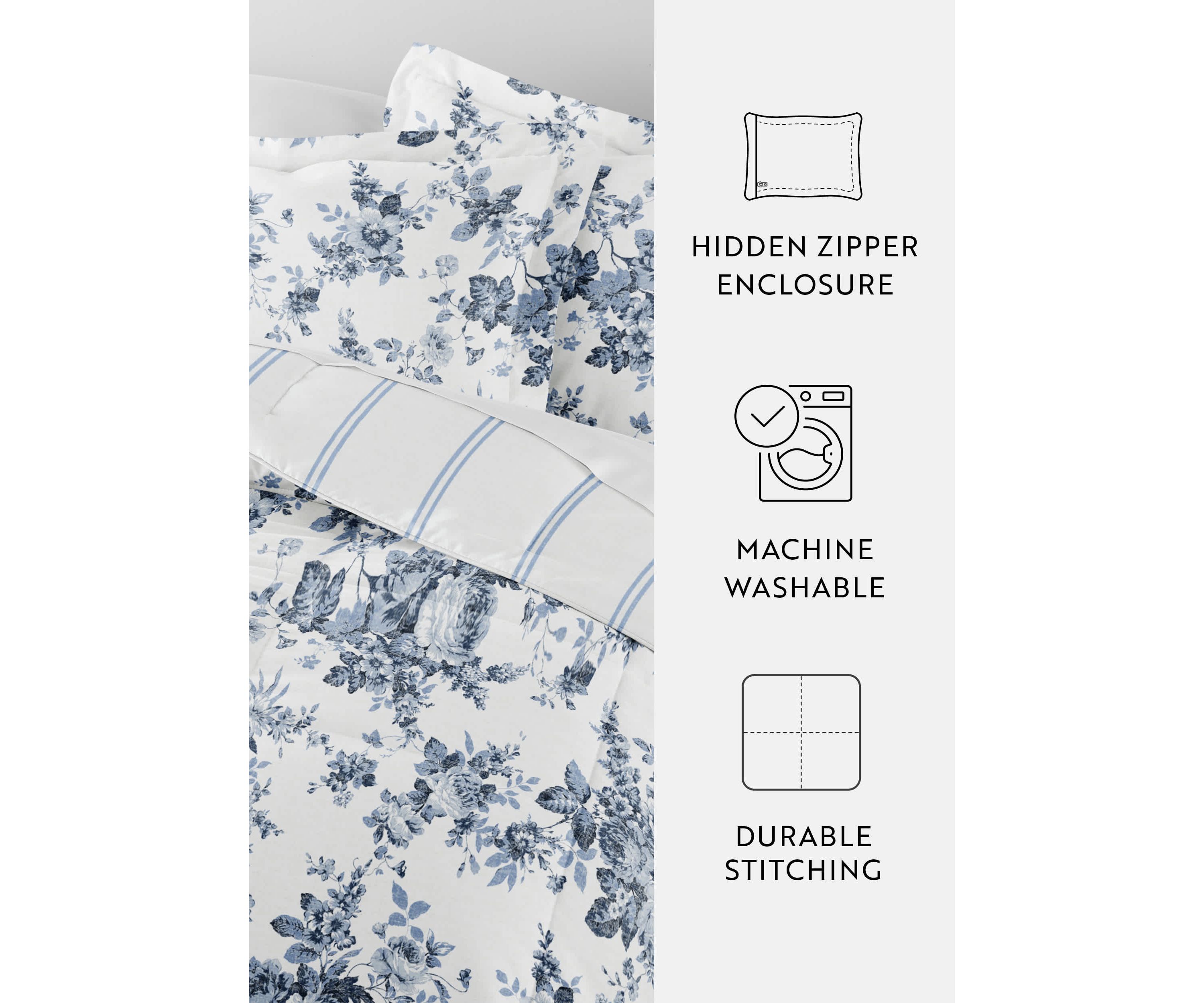 Reversible Patterned Ultra Soft Microfiber All Season Down-Alternative Comforter Set