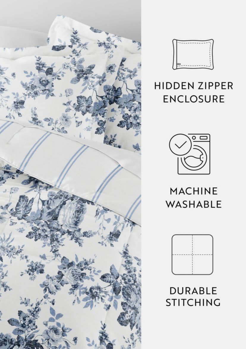 Reversible Patterned Ultra Soft Microfiber All Season Down-Alternative Comforter Set