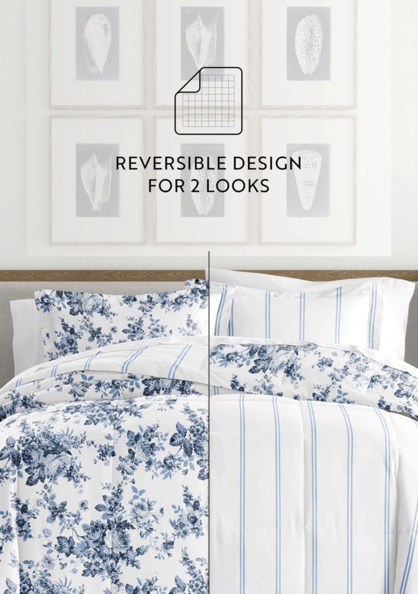 Reversible Patterned Ultra Soft Microfiber All Season Down-Alternative Comforter Set