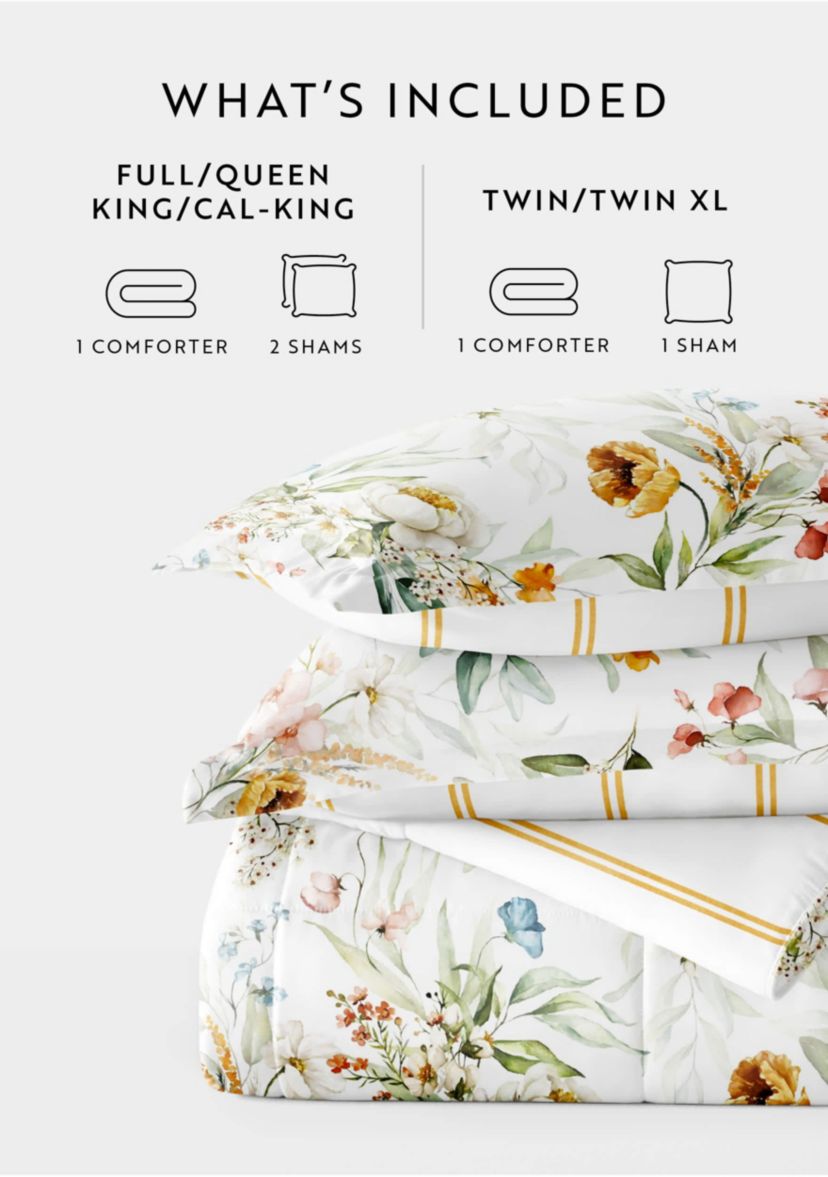Reversible Patterned Ultra Soft Microfiber All Season Down-Alternative Comforter Set