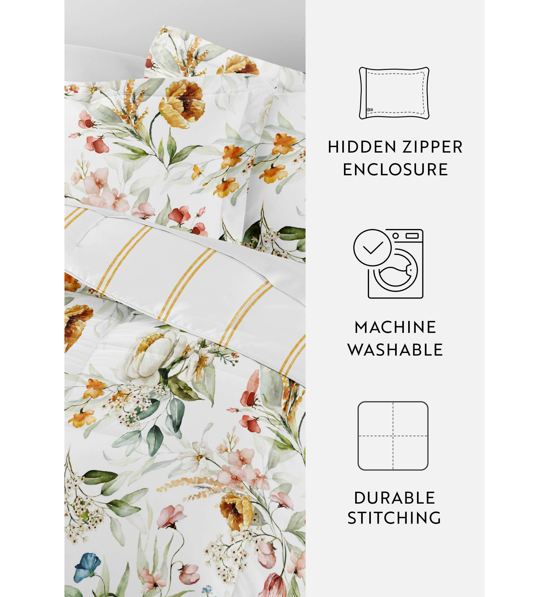 Reversible Patterned Ultra Soft Microfiber All Season Down-Alternative Comforter Set