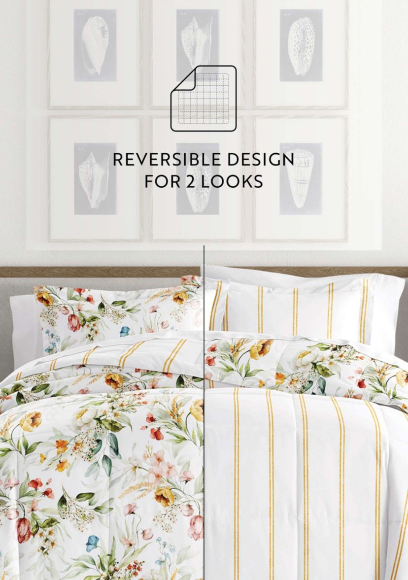 Reversible Patterned Ultra Soft Microfiber All Season Down-Alternative Comforter Set