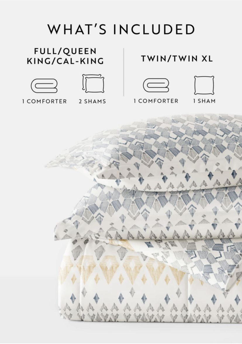 Patterned Mayan Stamp Microfiber All Season Down-Alternative Comforter Set