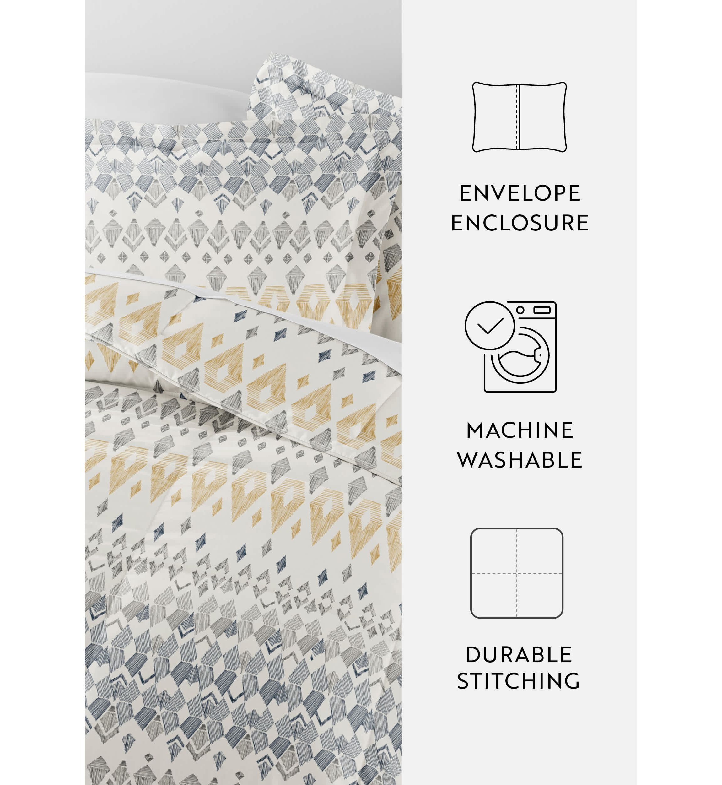 Patterned Mayan Stamp Microfiber All Season Down-Alternative Comforter Set