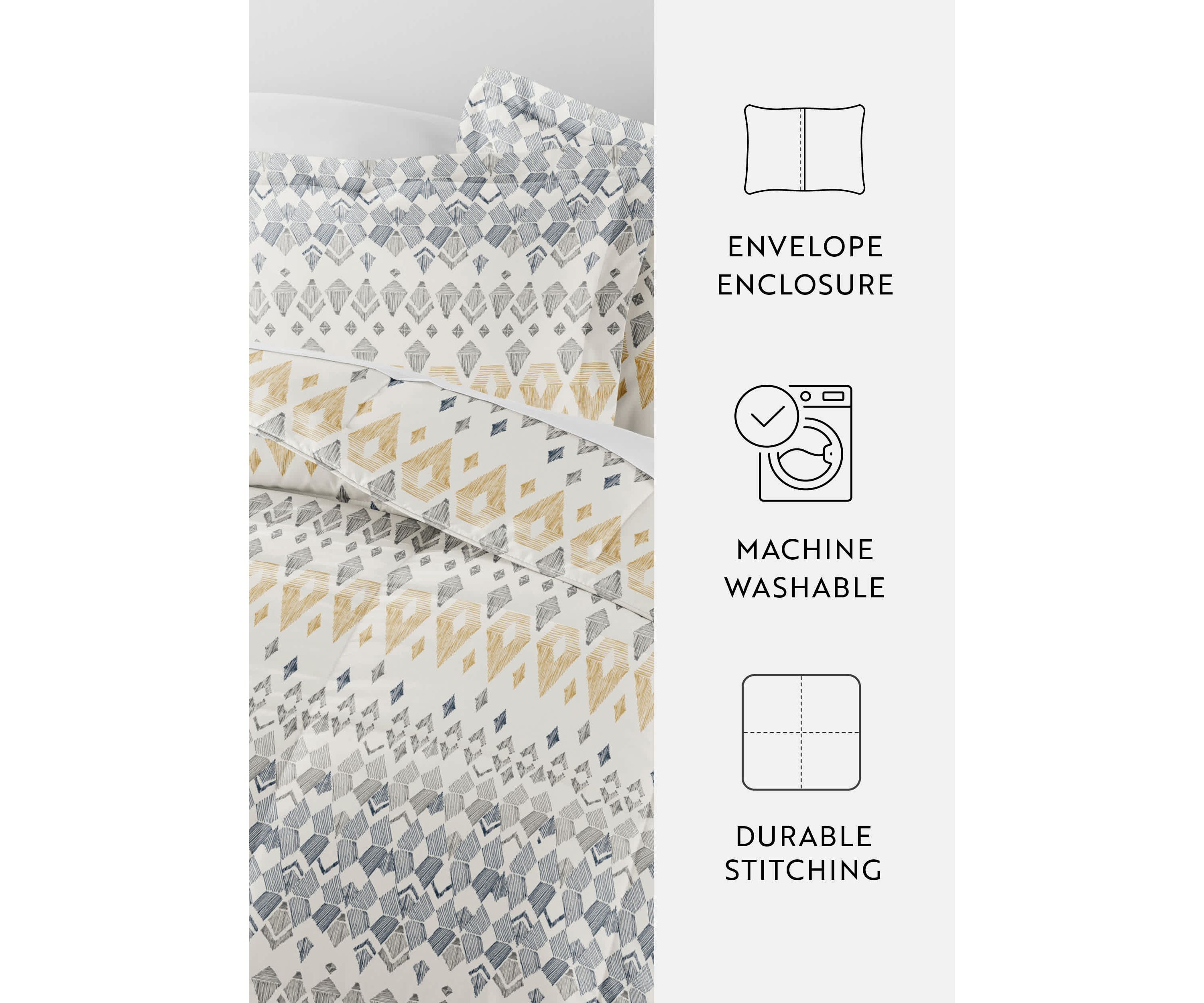 Patterned Mayan Stamp Microfiber All Season Down-Alternative Comforter Set