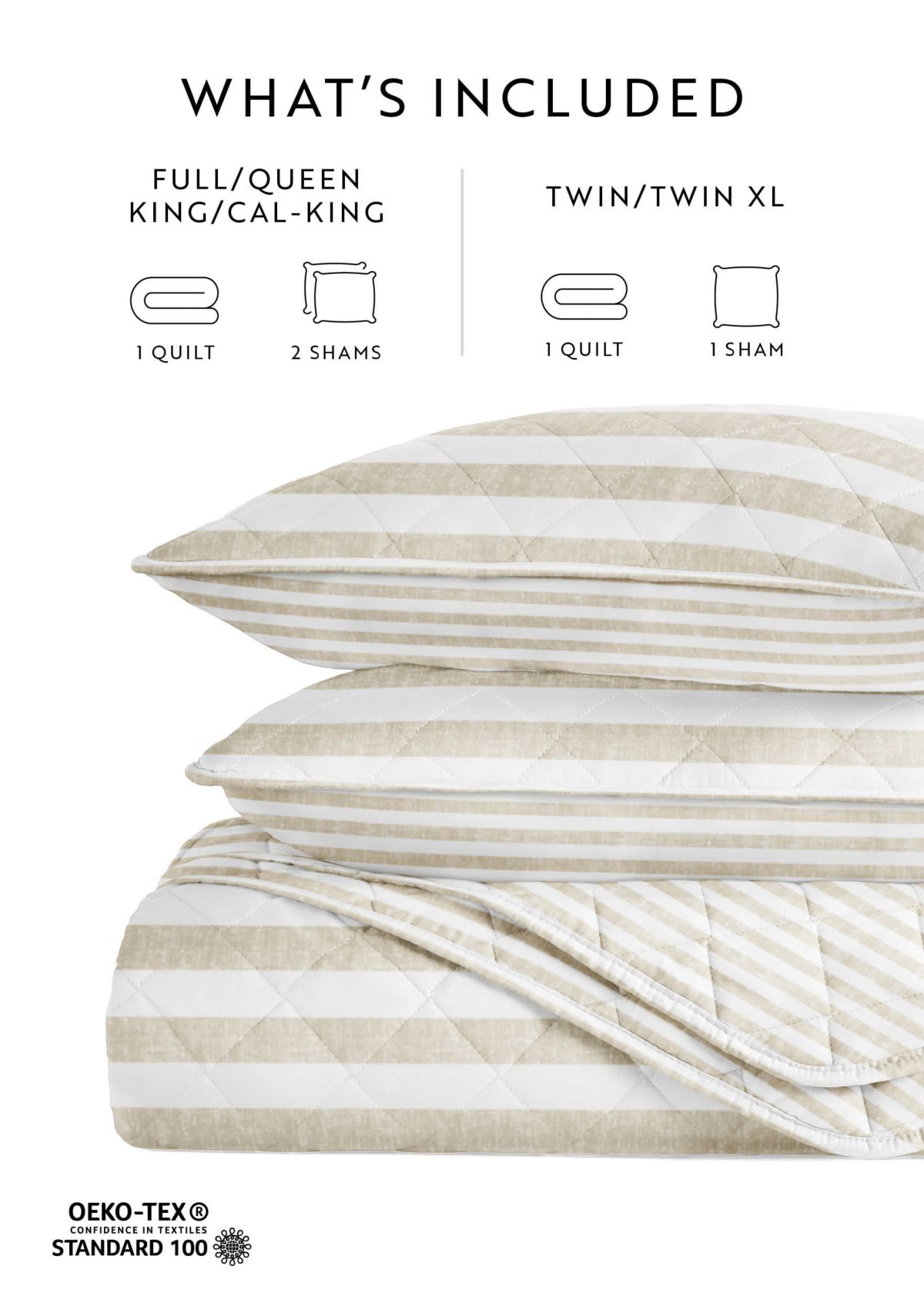 Ultra Soft Microfiber Reversible Classic Stripe All Season Quilt Set with Shams