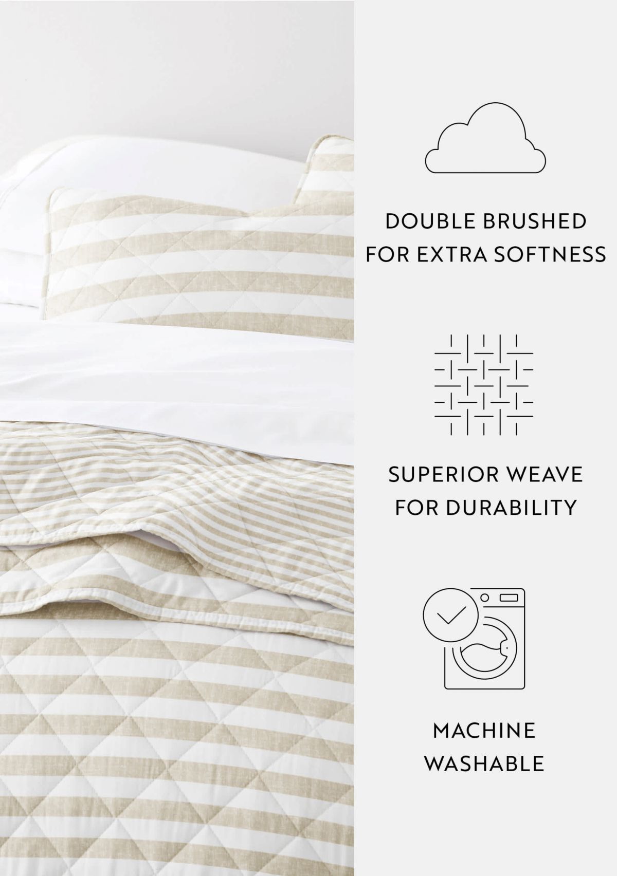 Ultra Soft Microfiber Reversible Classic Stripe All Season Quilt Set with Shams