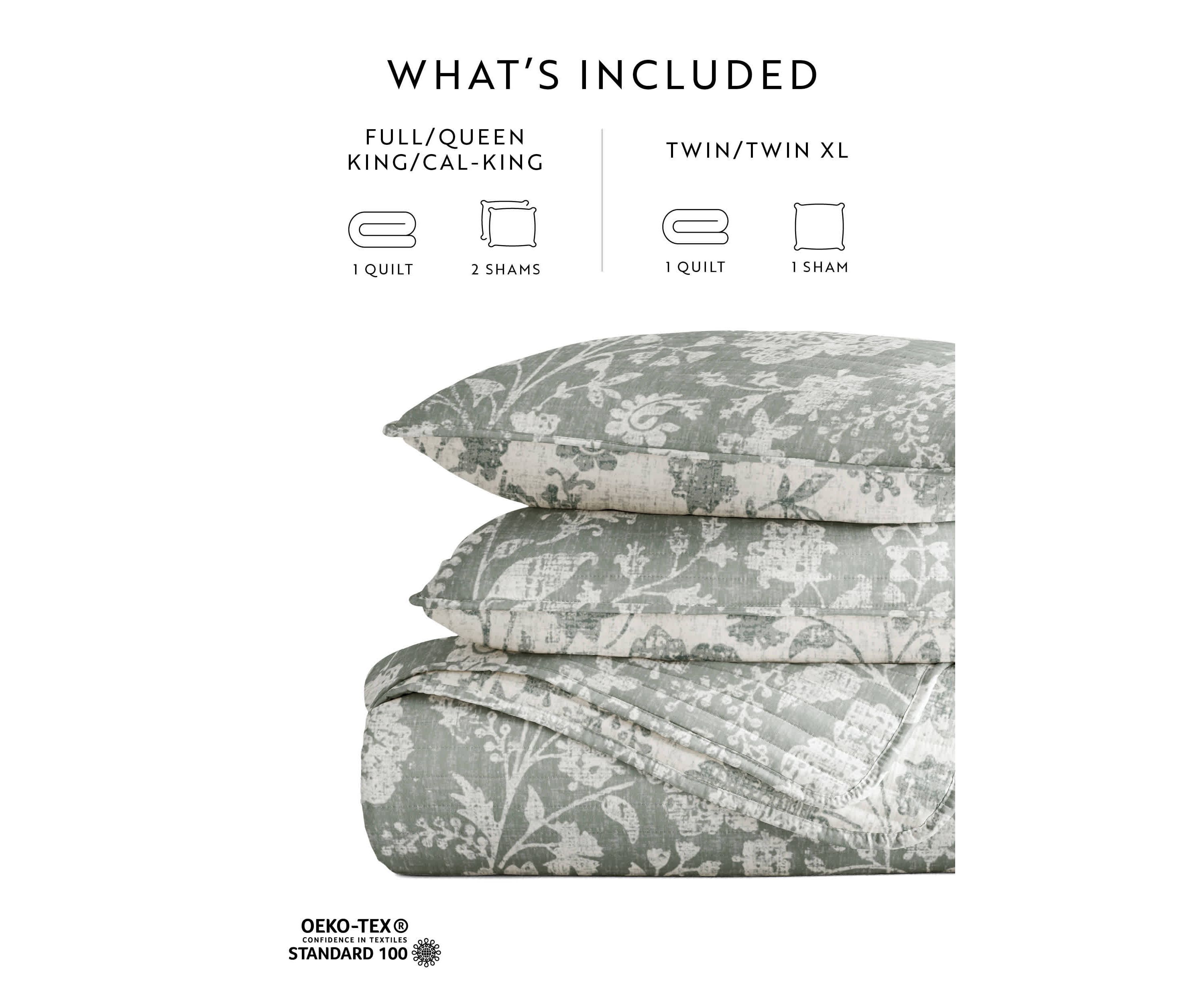 Quilt Coverlet Set All Season Patterned Reversible Microfiber Ultra Soft Bedding