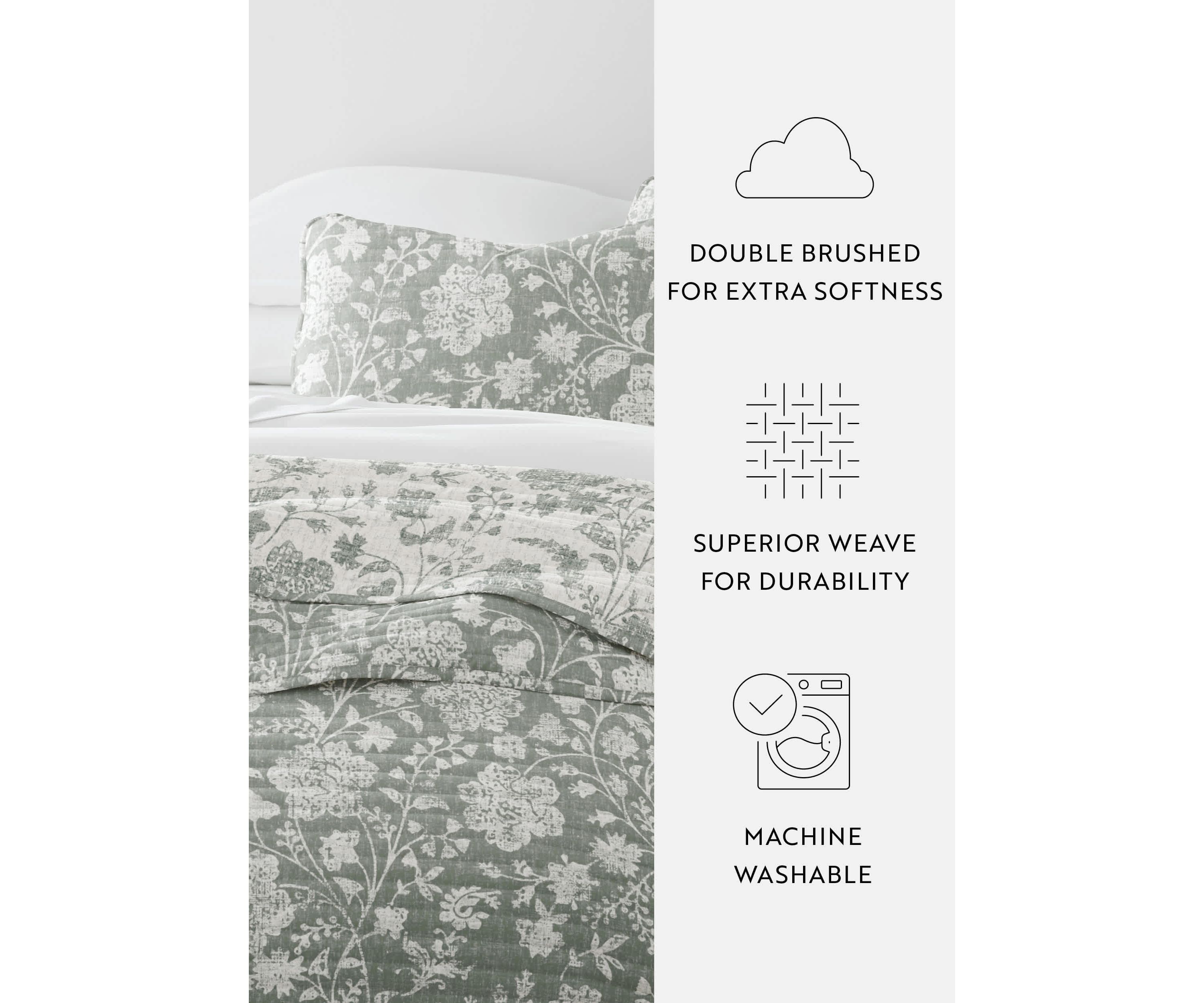 Quilt Coverlet Set All Season Patterned Reversible Microfiber Ultra Soft Bedding