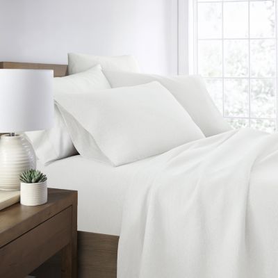 Luxury Inn Jersey Knit Sheets - 100% Cotton - Ultra Soft - 4 Piece Sheet Set - Four Way Stretch, White, Twin