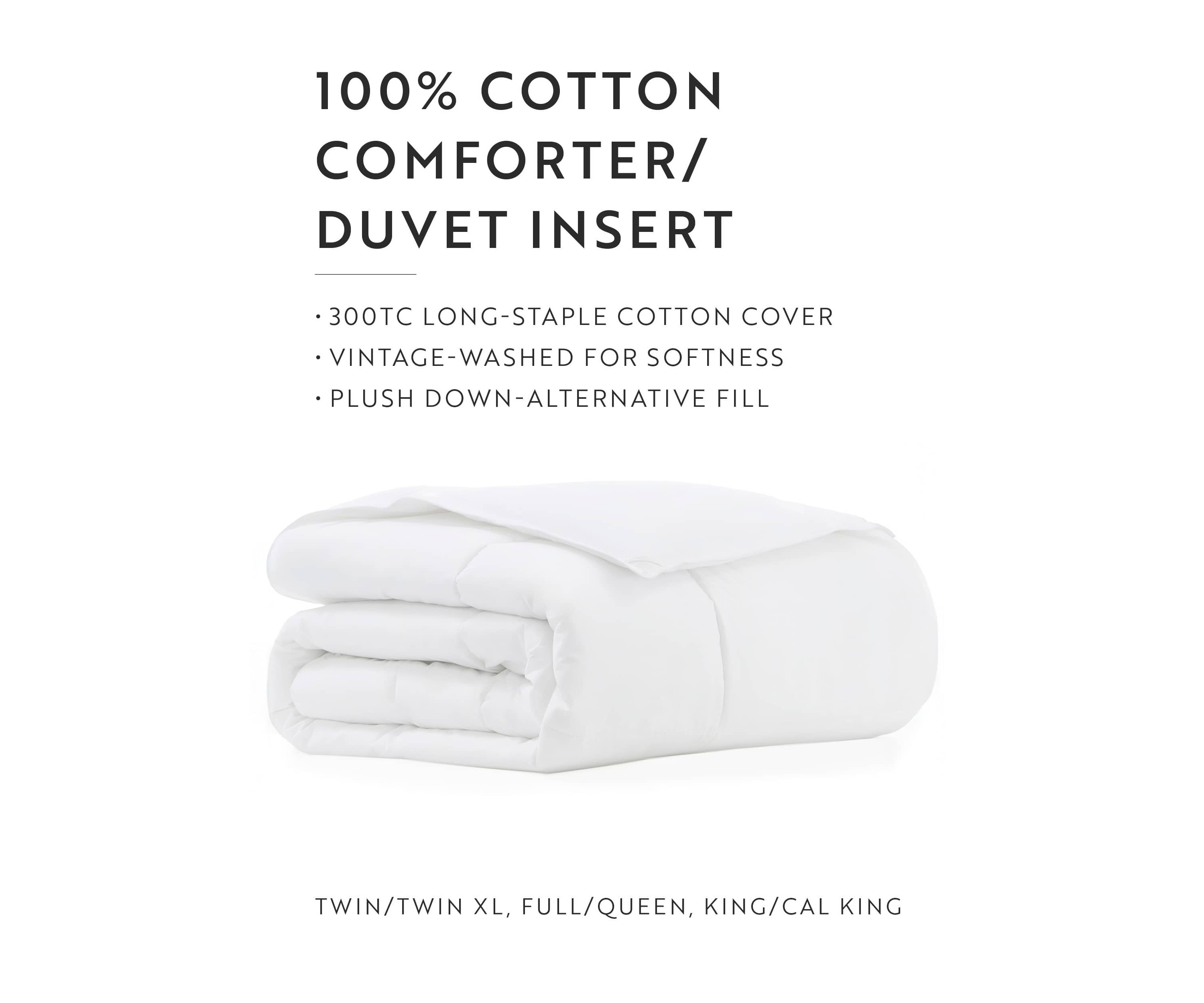 100% Cotton Ultra Soft Down-Alternative White Comforter/Duvet Insert