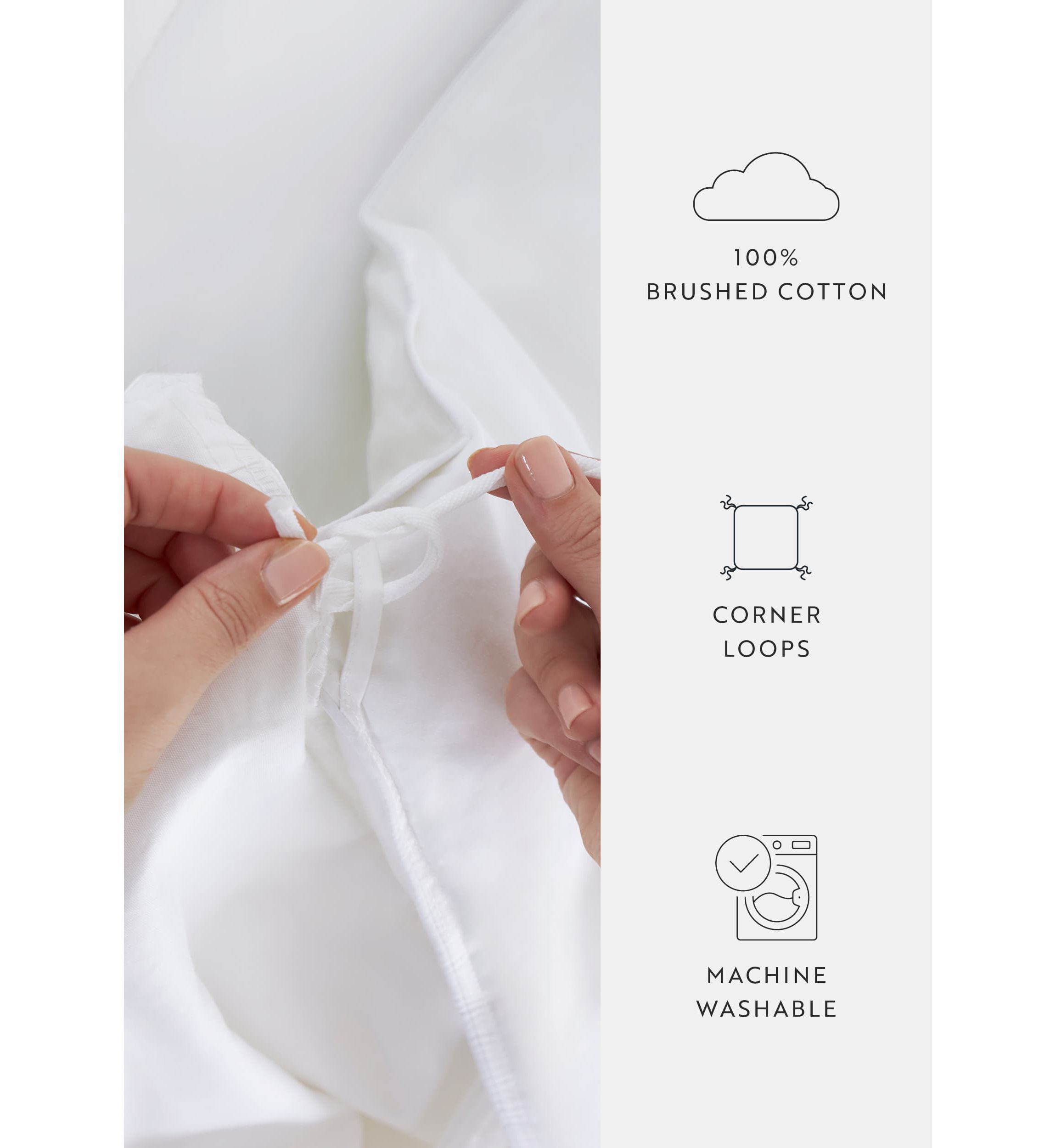 100% Cotton Ultra Soft Down-Alternative White Comforter/Duvet Insert