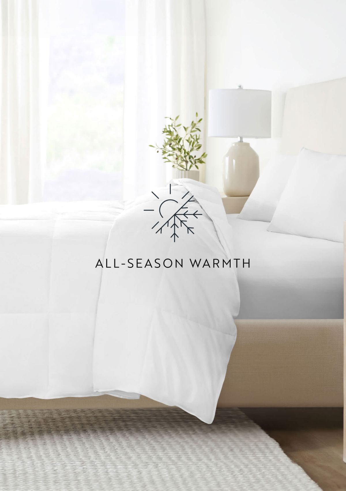 100% Cotton Ultra Soft Down-Alternative White Comforter/Duvet Insert