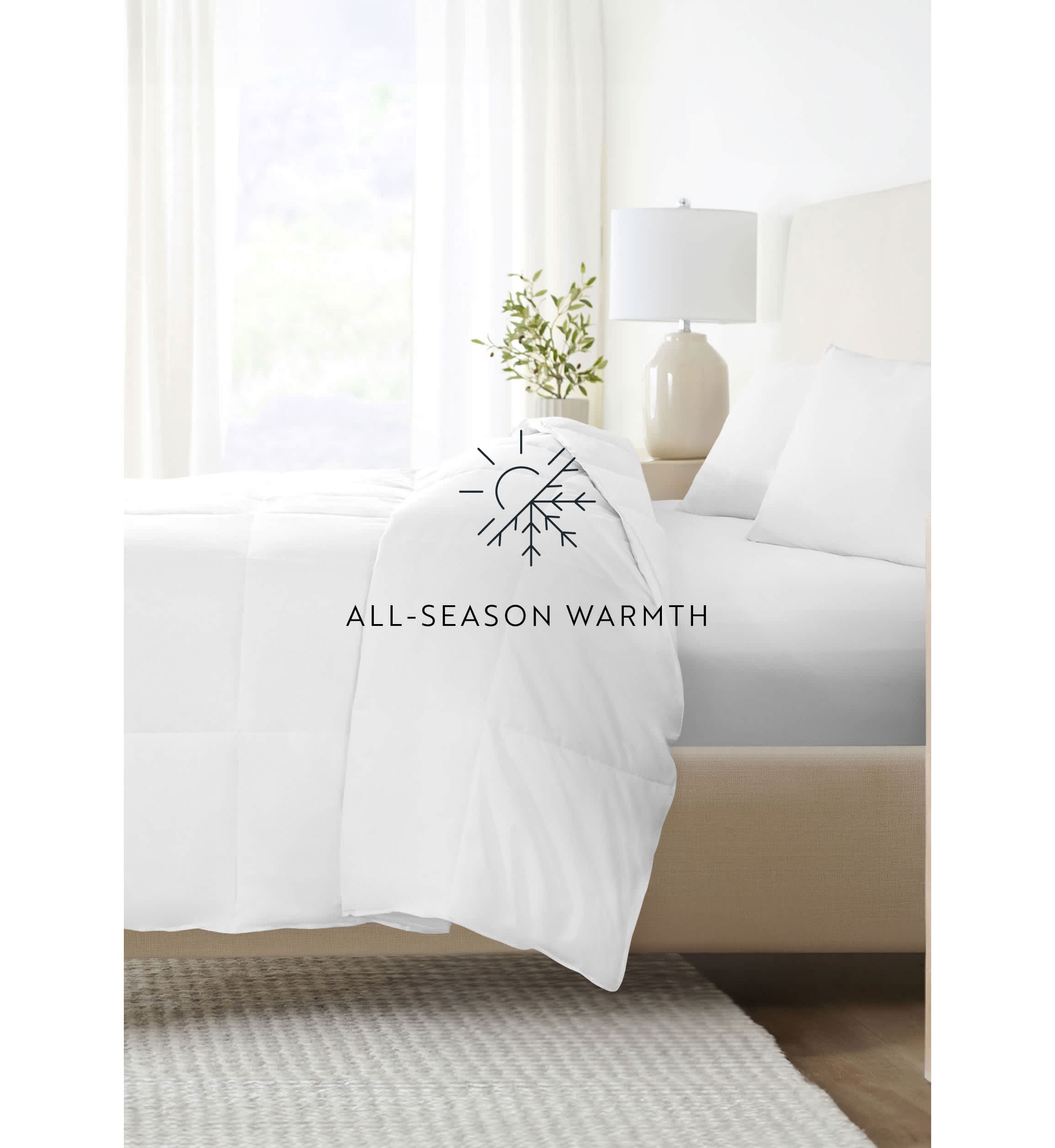 100% Cotton Ultra Soft Down-Alternative White Comforter/Duvet Insert