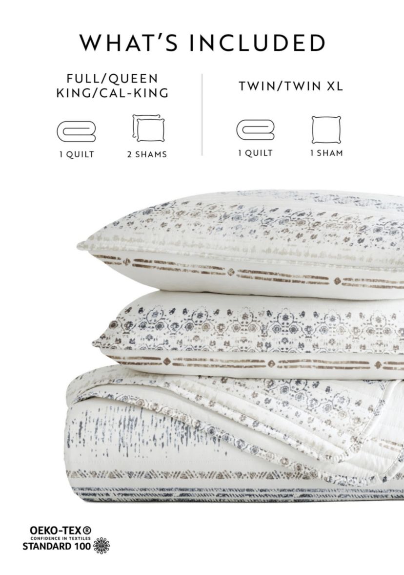 Quilt Coverlet Set All Season Patterned Reversible Microfiber Ultra Soft Bedding