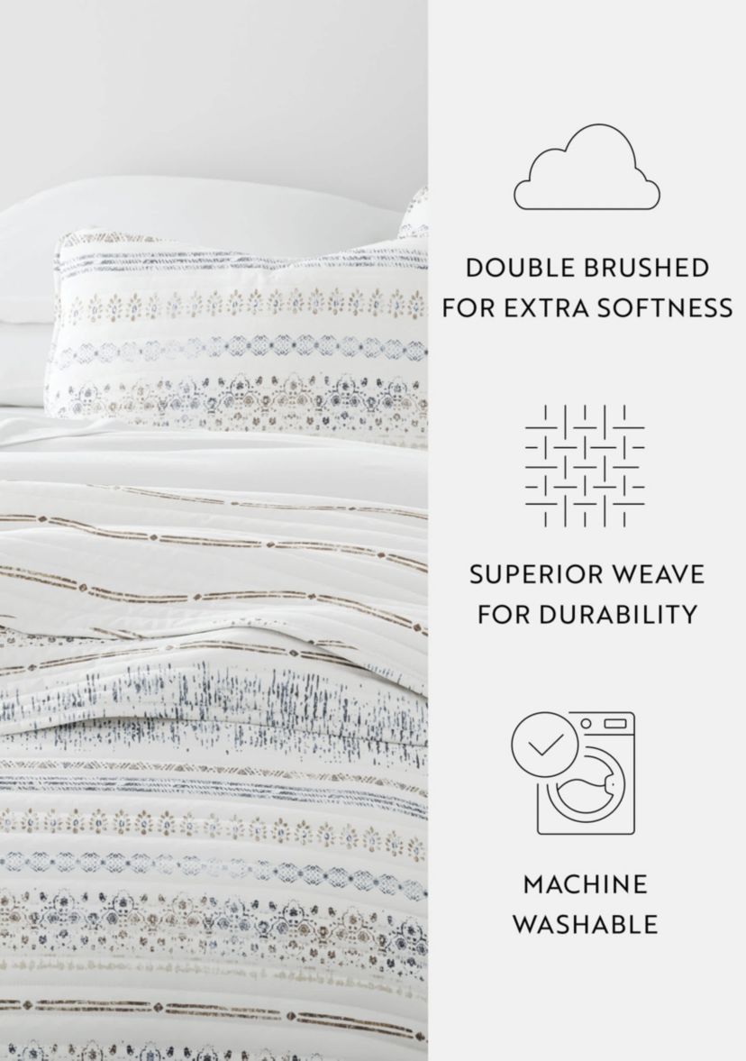 Quilt Coverlet Set All Season Patterned Reversible Microfiber Ultra Soft Bedding