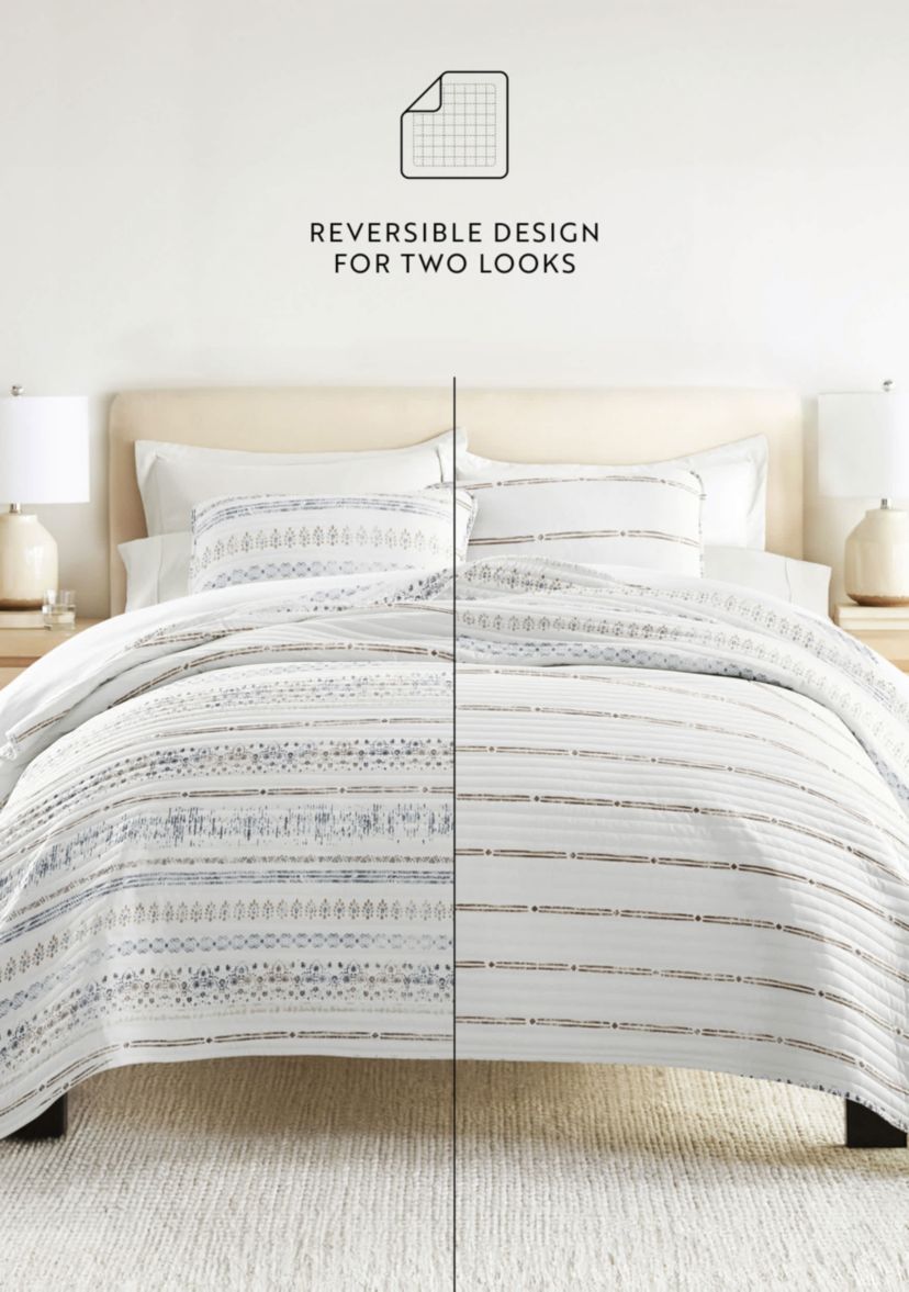 Quilt Coverlet Set All Season Patterned Reversible Microfiber Ultra Soft Bedding