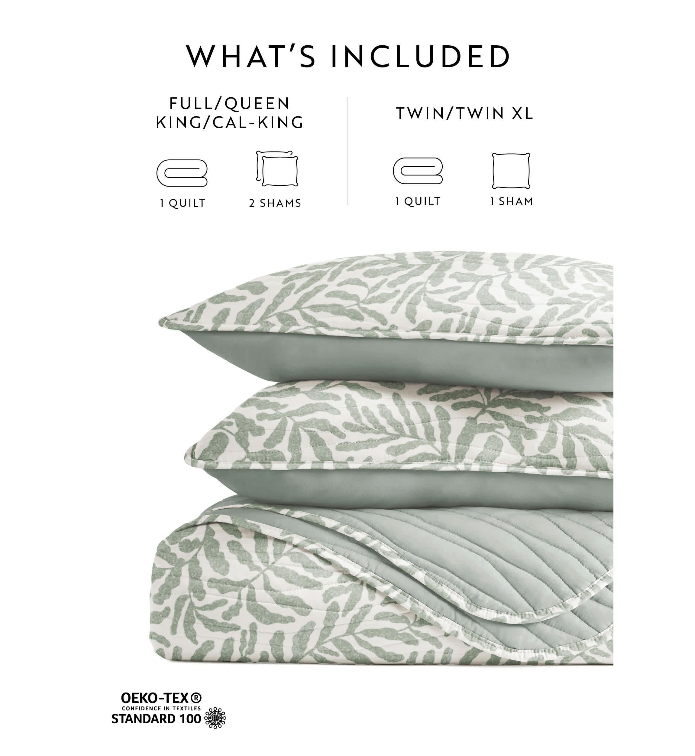 Quilt Coverlet Set All Season Patterned Reversible Microfiber Ultra Soft Bedding