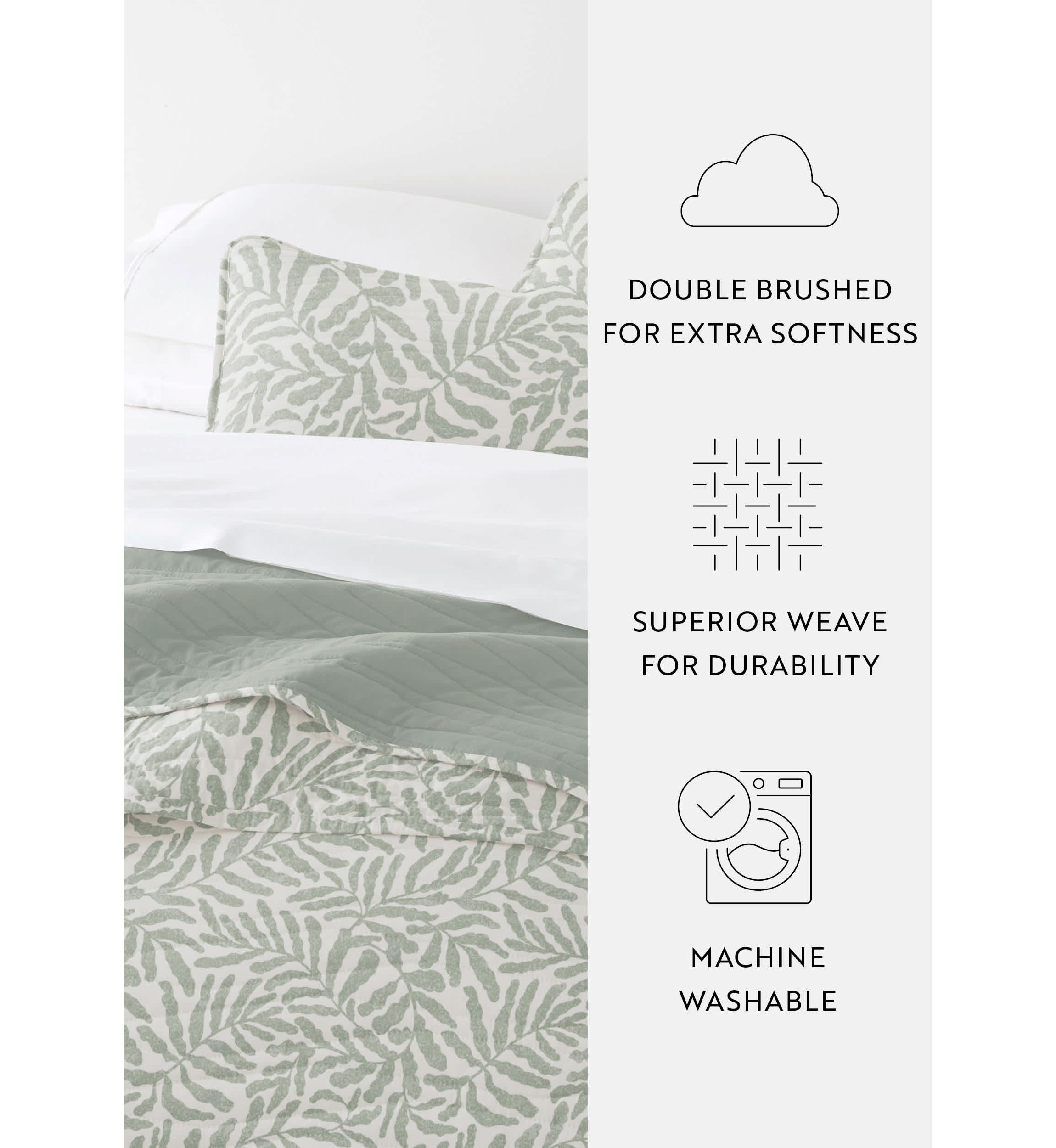 Quilt Coverlet Set All Season Patterned Reversible Microfiber Ultra Soft Bedding