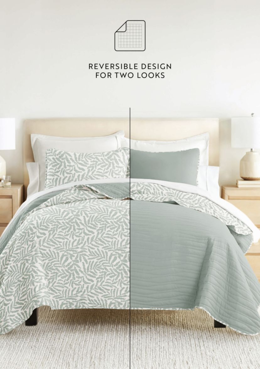 Quilt Coverlet Set All Season Patterned Reversible Microfiber Ultra Soft Bedding