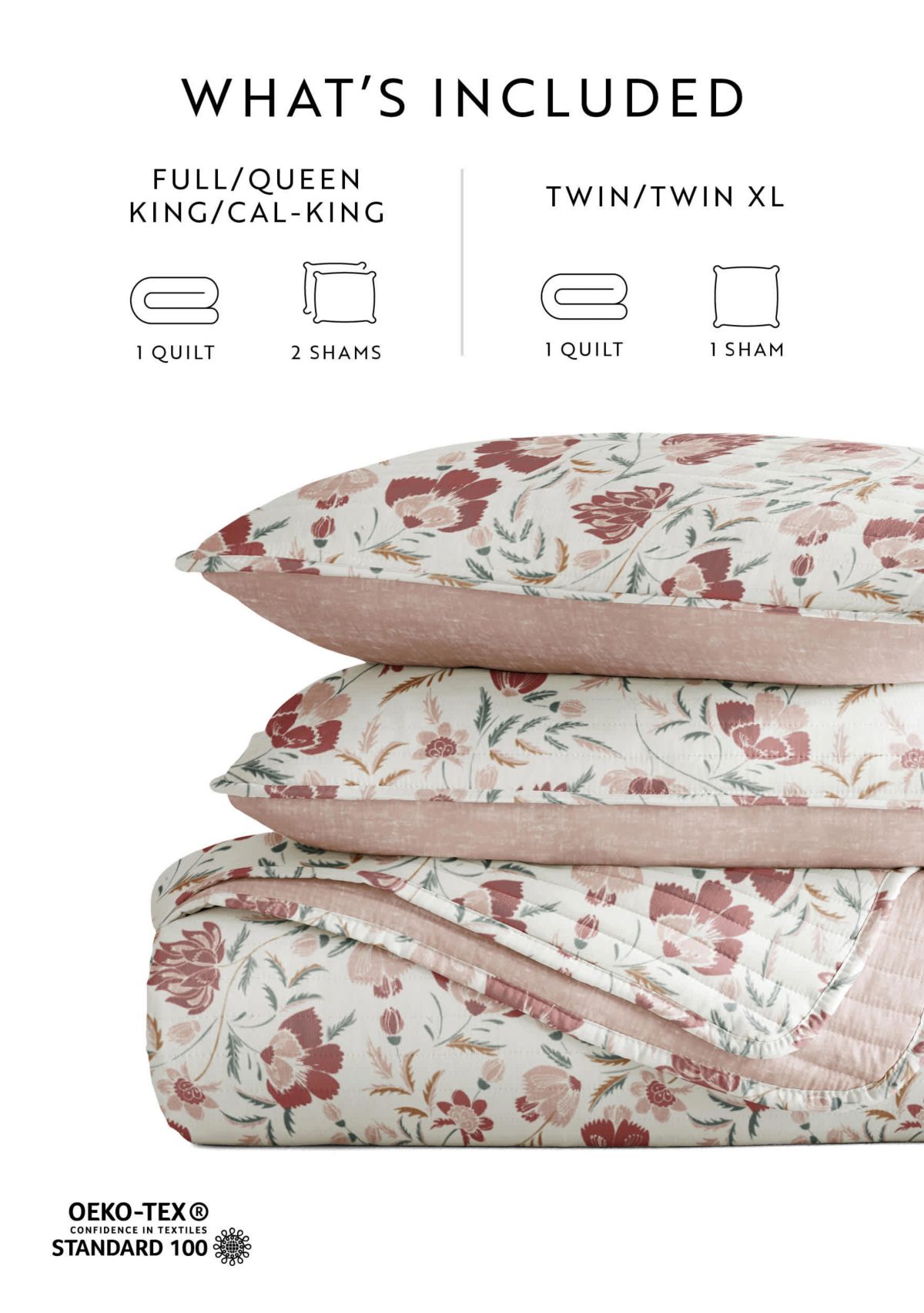 Ultra Soft Microfiber Reversible French Jacobean All Season Quilt Set with Shams