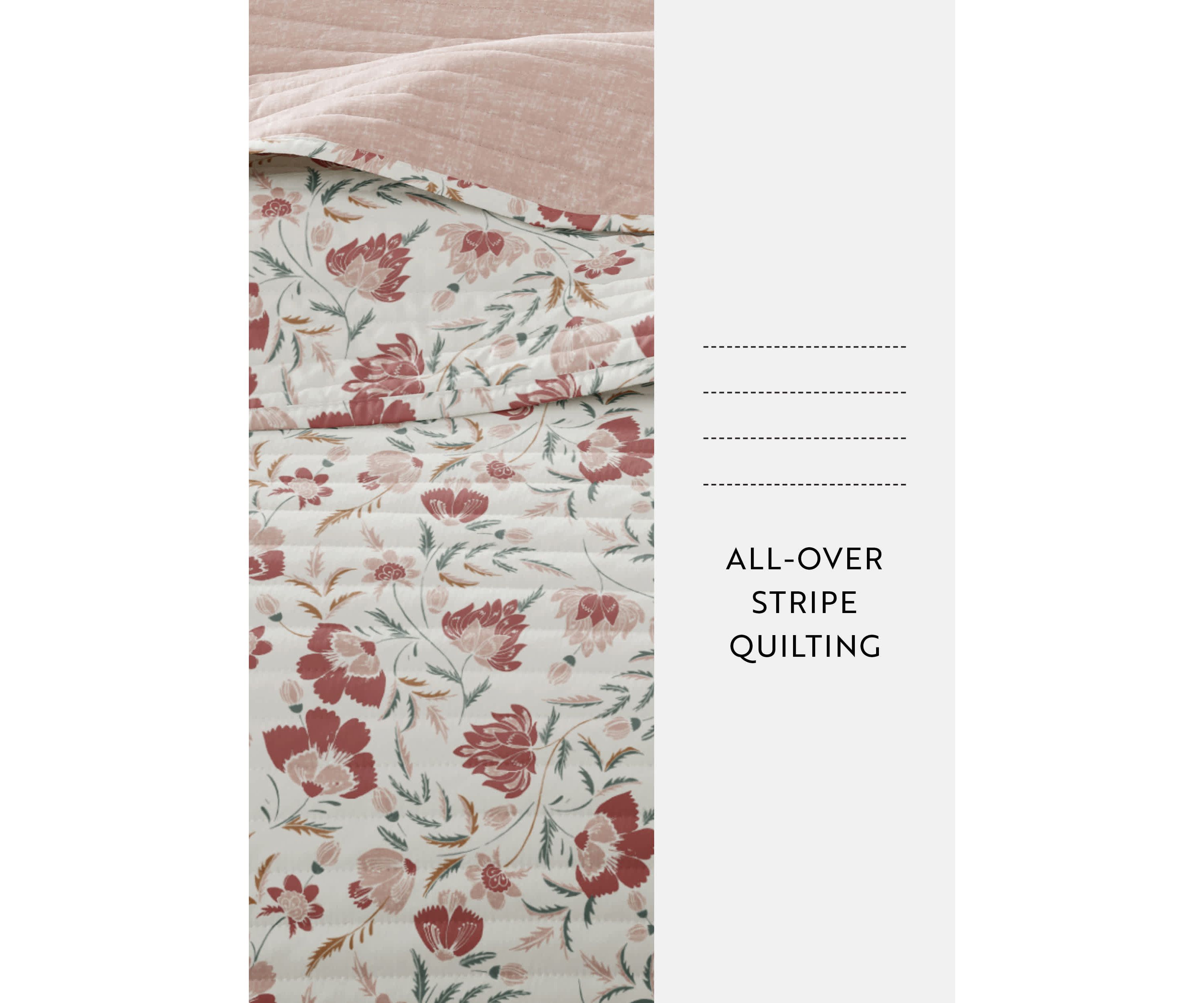 Ultra Soft Microfiber Reversible French Jacobean All Season Quilt Set with Shams