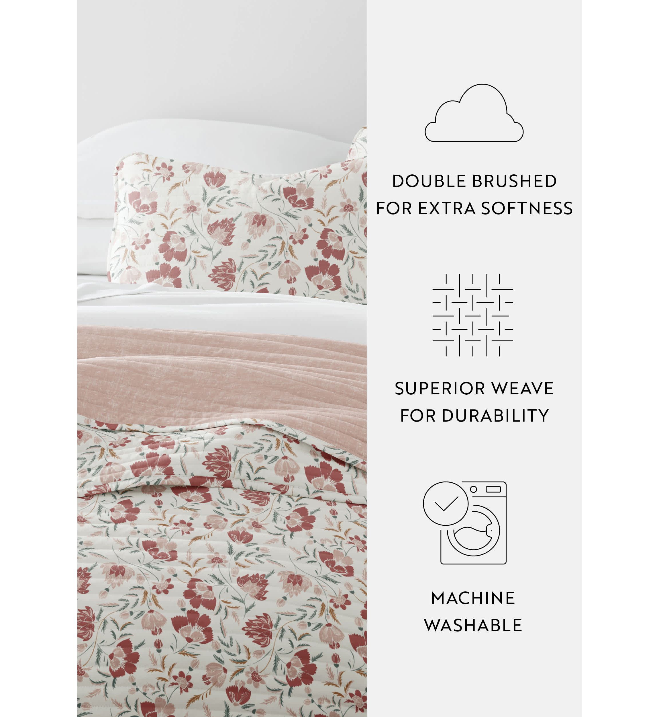 Ultra Soft Microfiber Reversible French Jacobean All Season Quilt Set with Shams