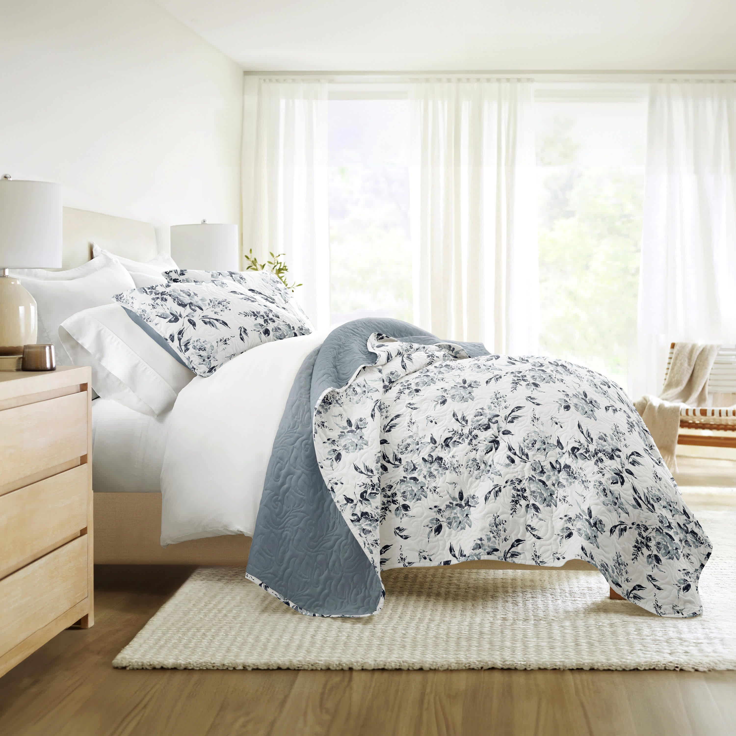 Quilt Coverlet Set All Season Patterned Reversible Microfiber Ultra Soft Bedding