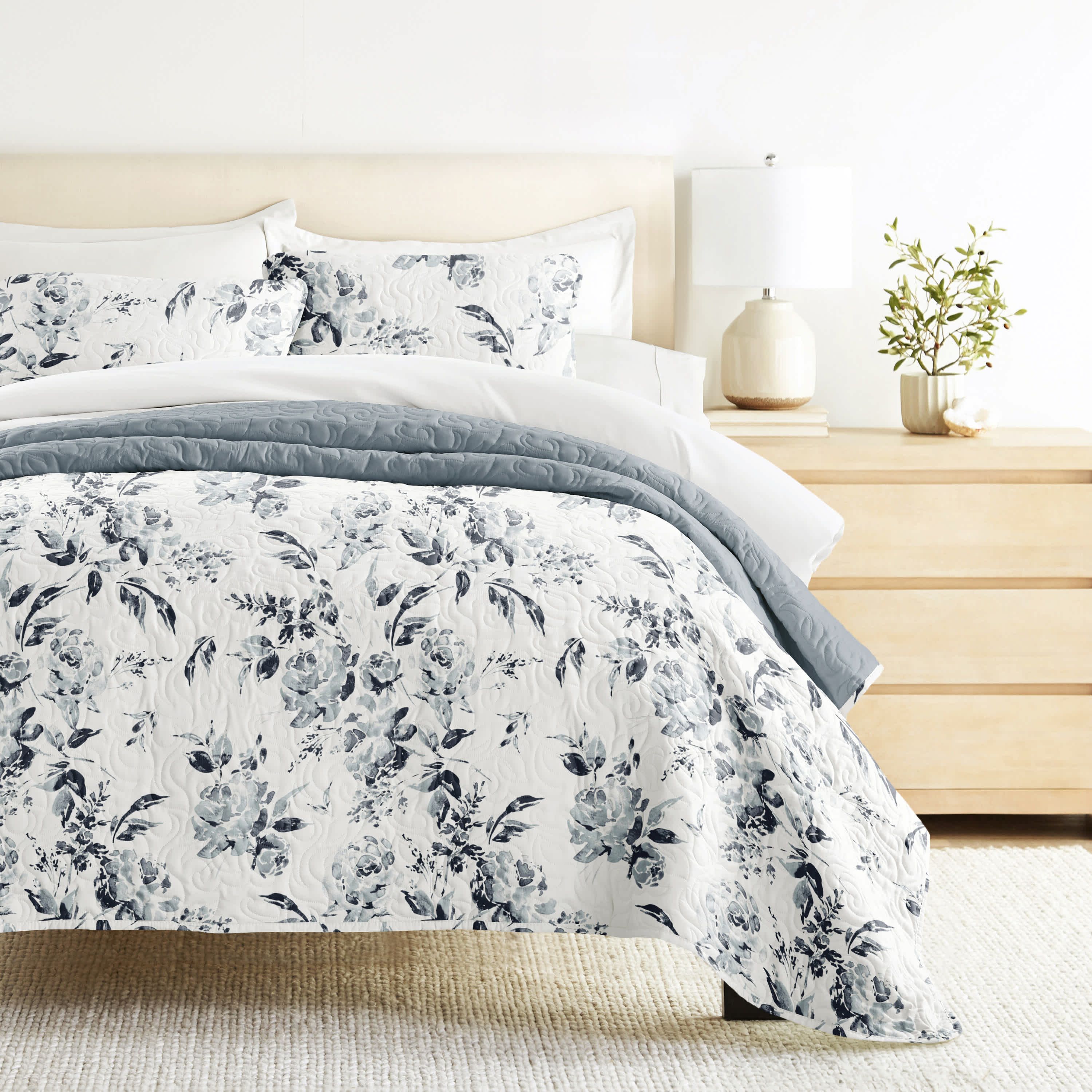 Quilt Coverlet Set All Season Patterned Reversible Microfiber Ultra Soft Bedding