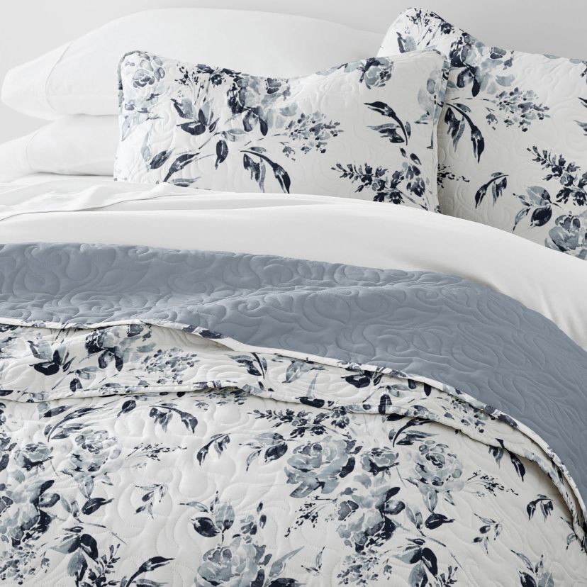 Quilt Coverlet Set All Season Patterned Reversible Microfiber Ultra Soft Bedding
